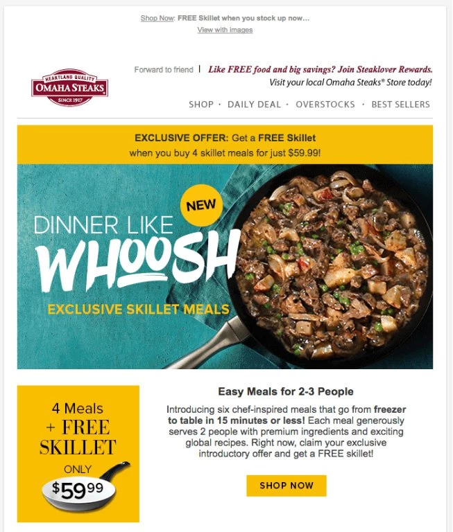 restaurant newsletters - Omaha Steaks email example