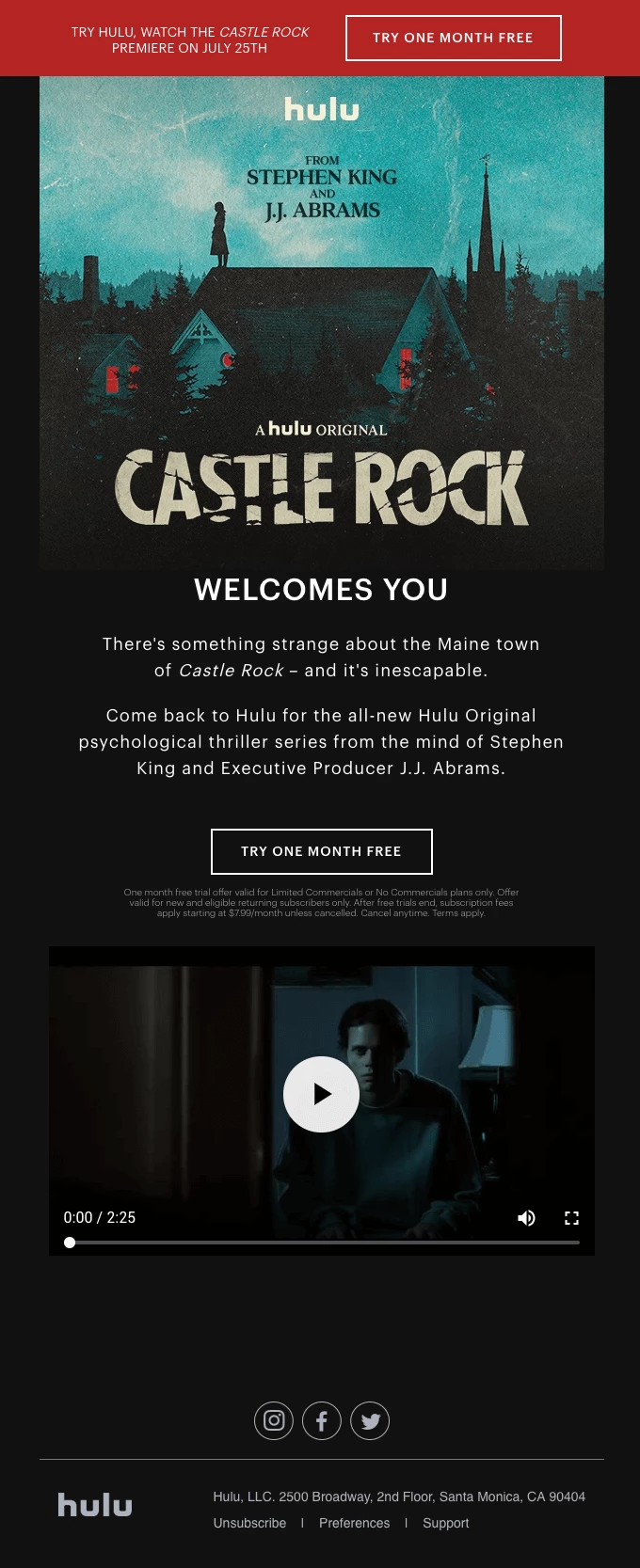 design email example hulu