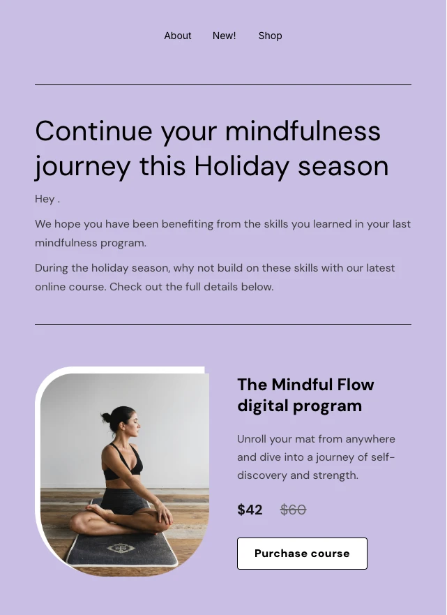 Screenshot of a Christmas offer email with personalization