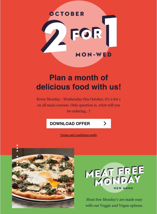 restaurant newsletters - Pizza Express email example