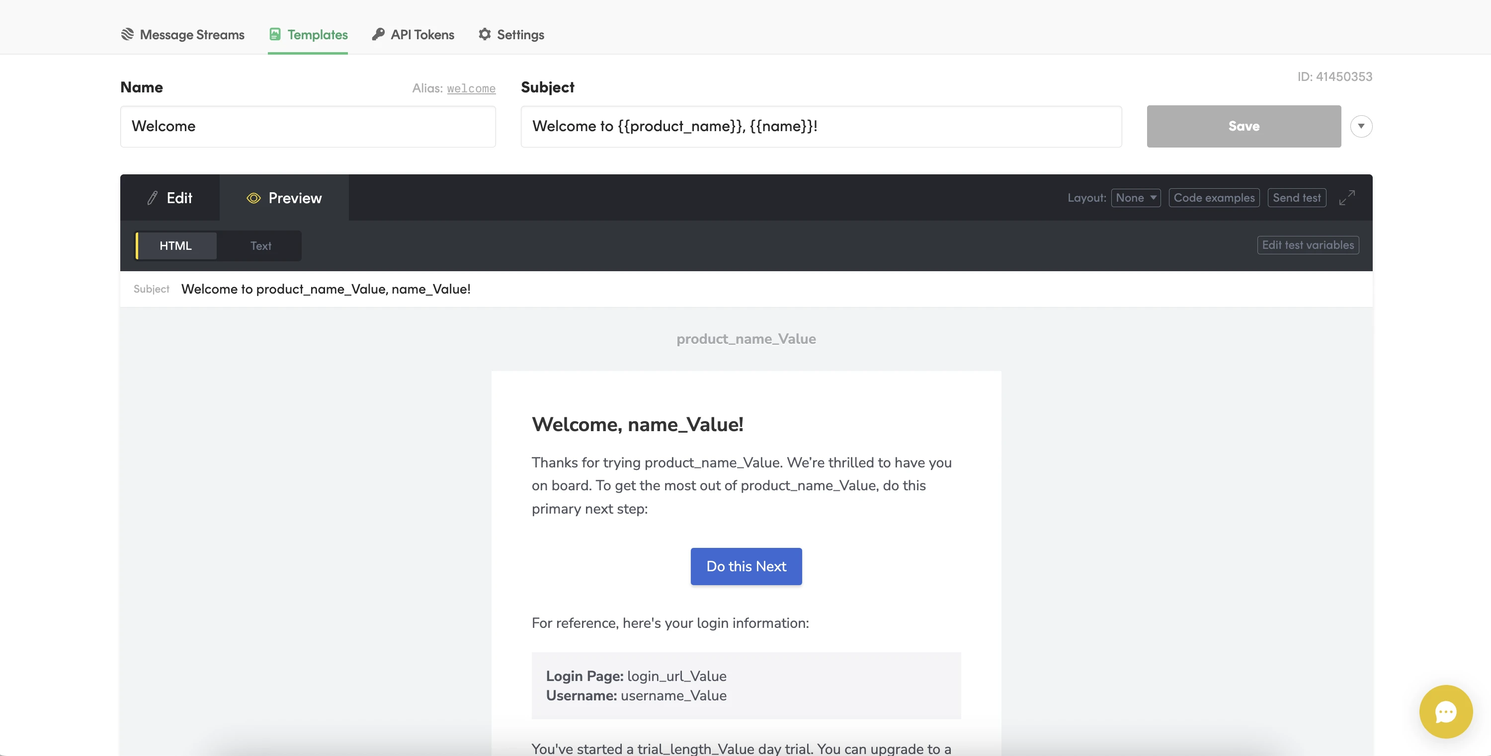The Postmark email template builder.