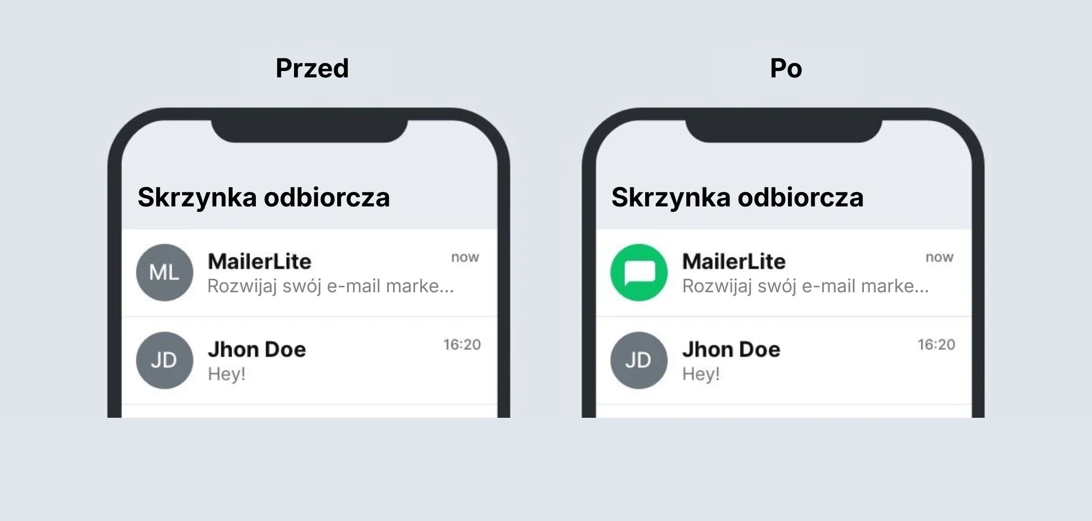 Obraz przedstawiający wygląd BIMI w skrzynce odbiorczej 