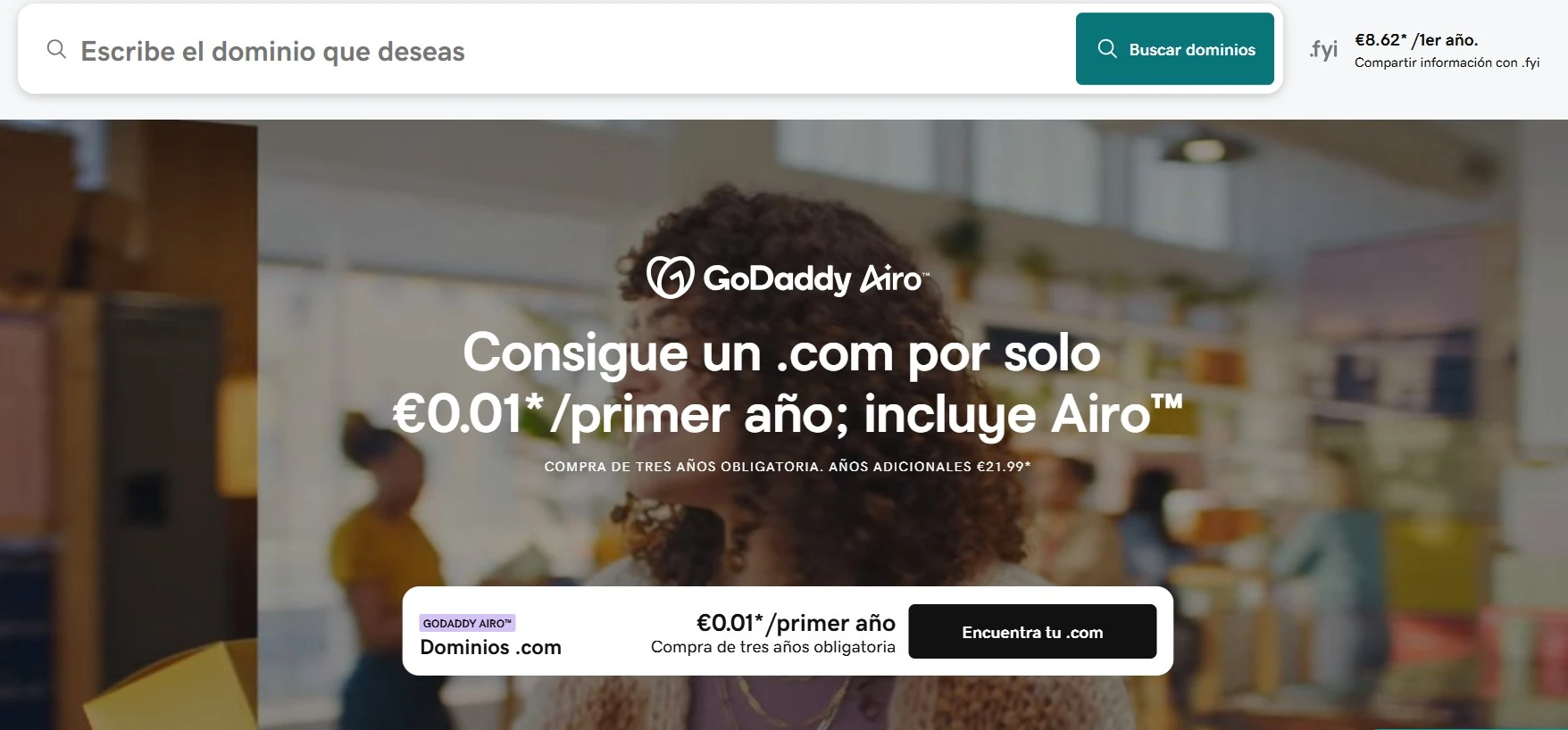 imagen de página de inicio de godaddy