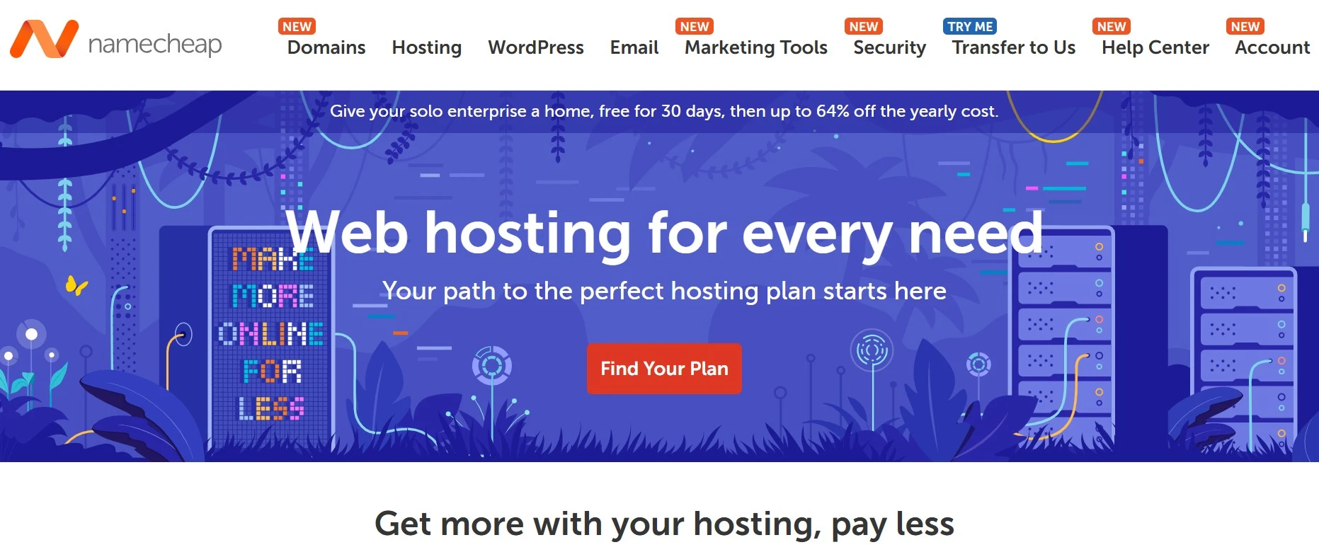 imagen de página de inicio de namecheap