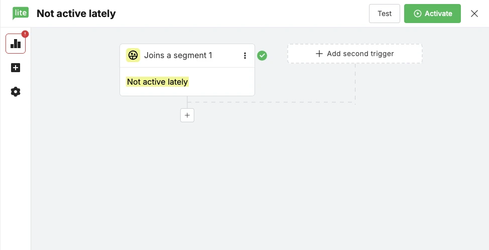Screenshot of the re-engamgent trigger in the MailerLite automation builder