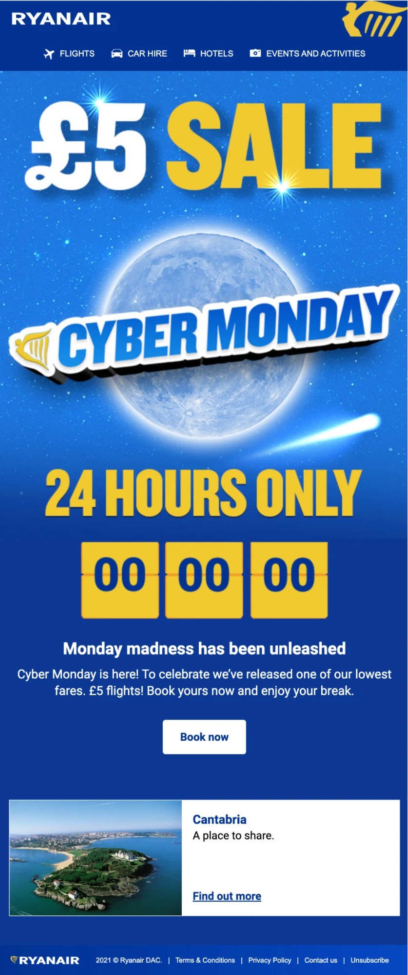 Newsletter de Cyber Monday de Ryanair