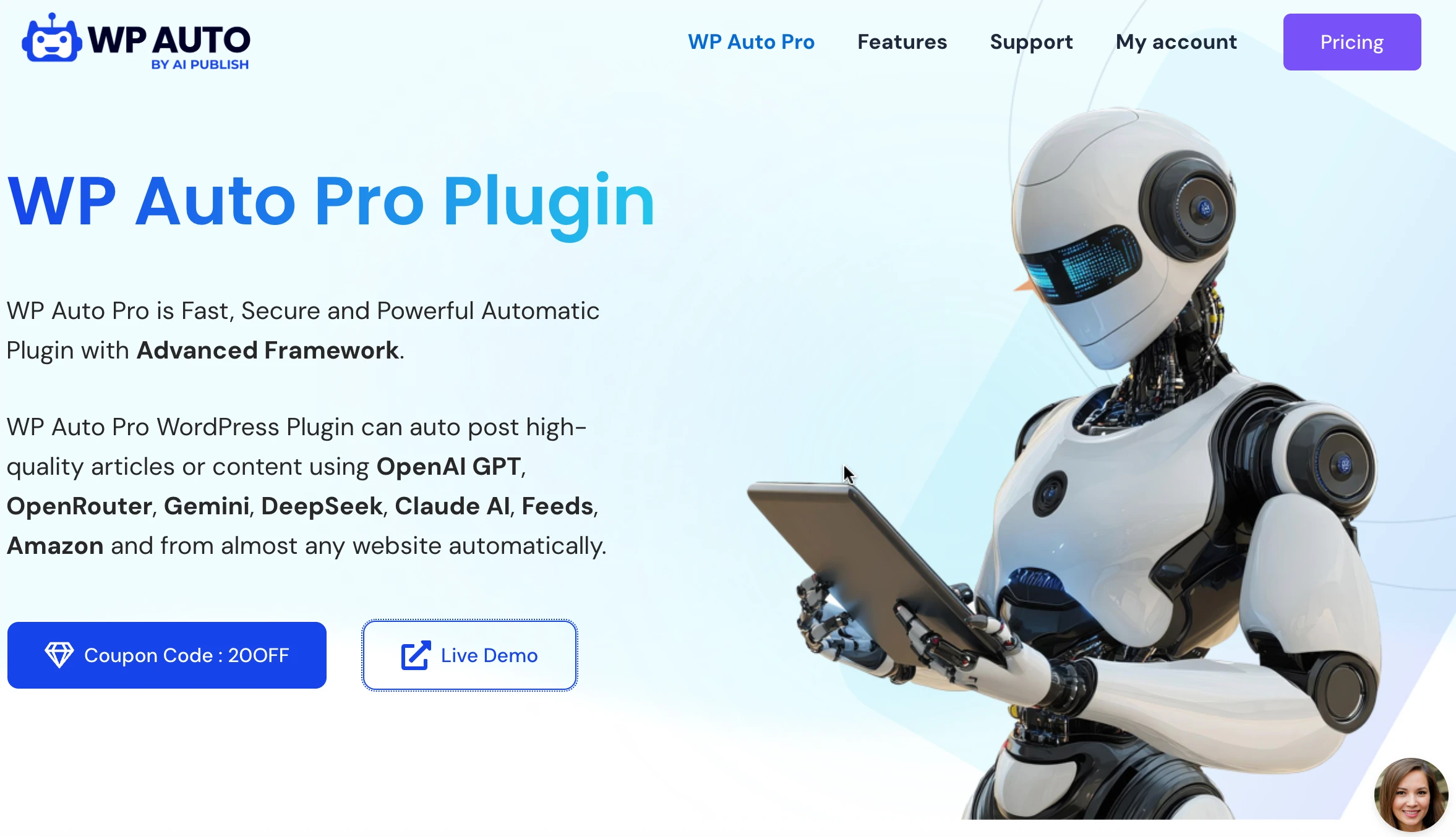 Homepage of WP Auto Pro Plugin