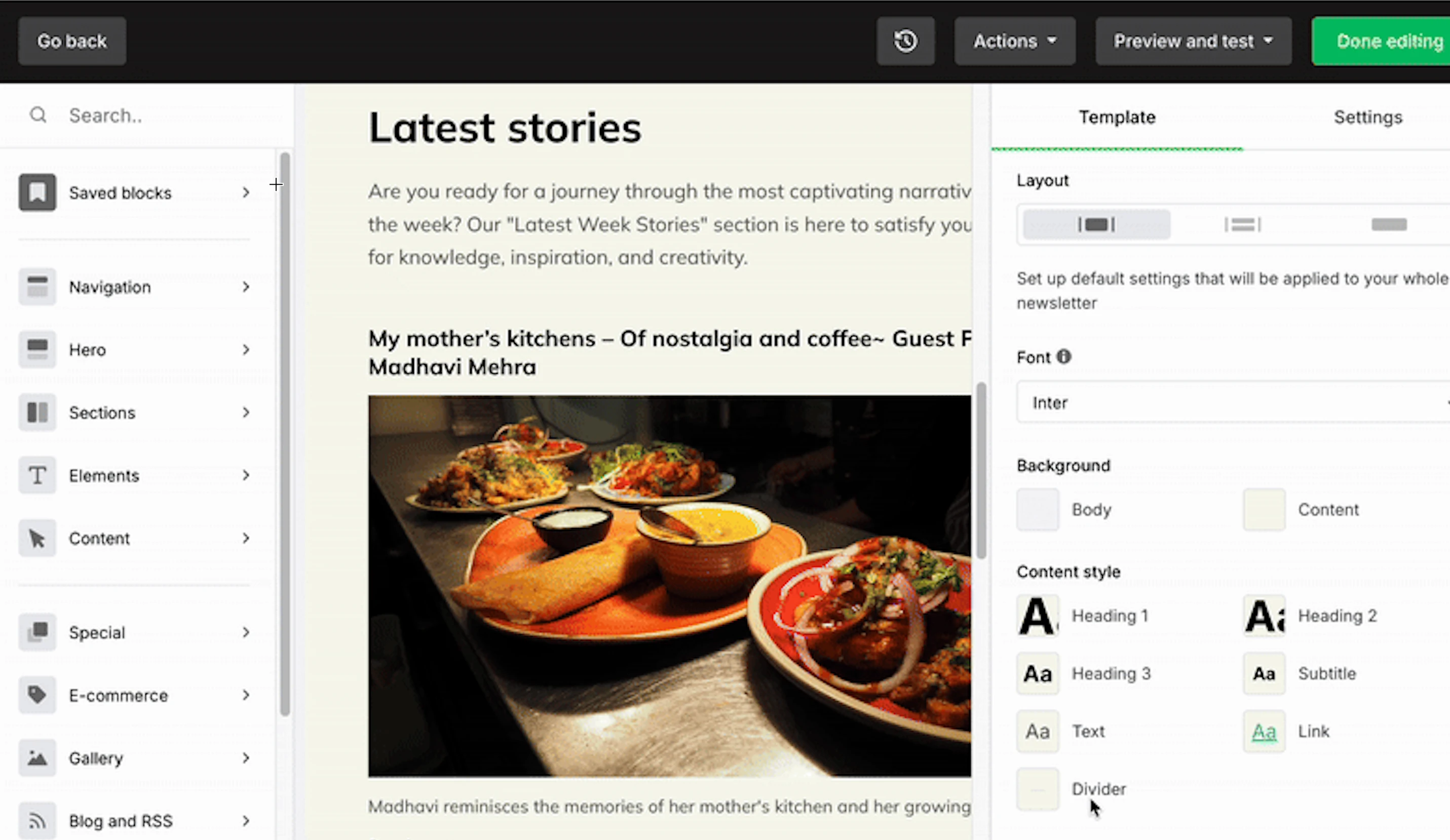 MailerLite drag & drop builder for RSS posts