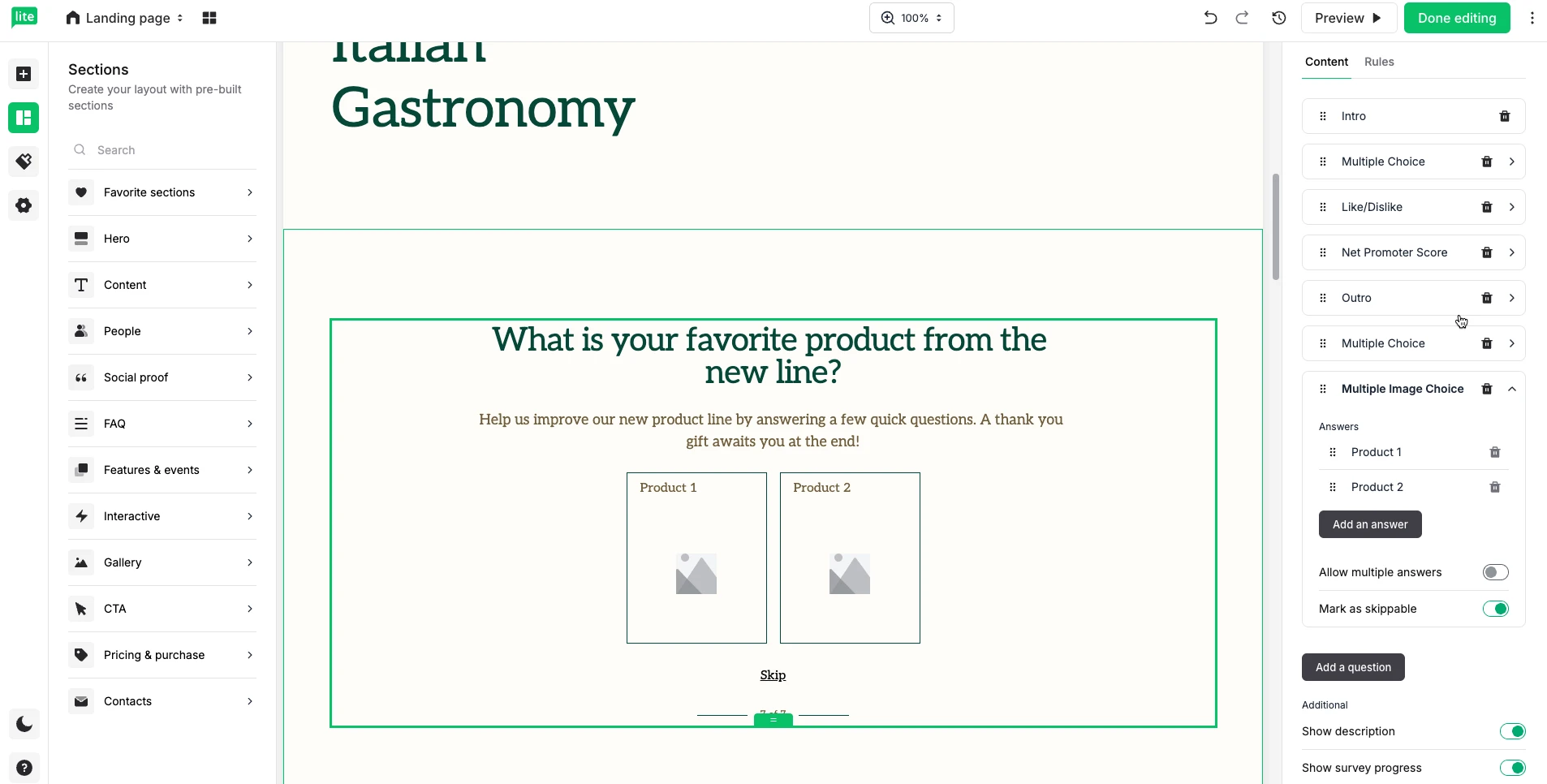 Building a MailerLite survey