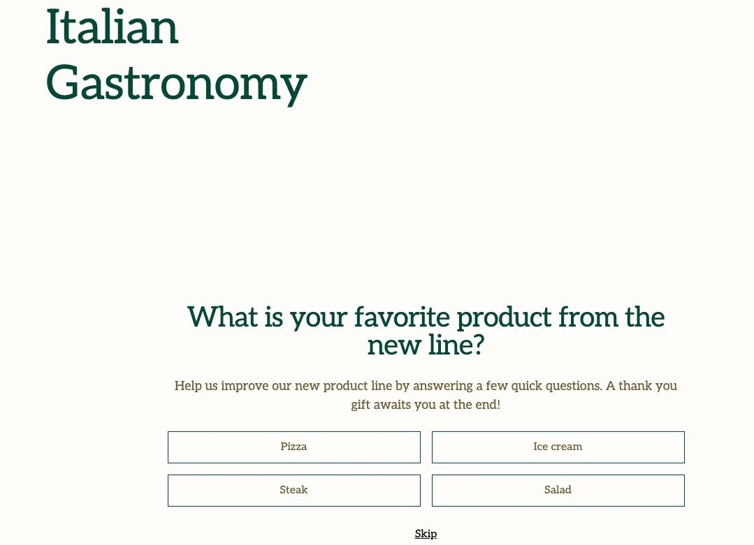Preview of the MailerLite survey