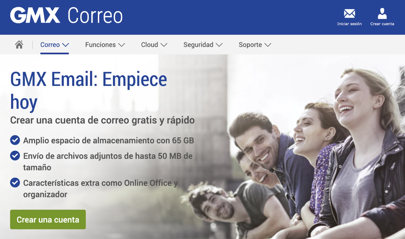 Web oficial del servicio de correo electrónico de GMX Mail