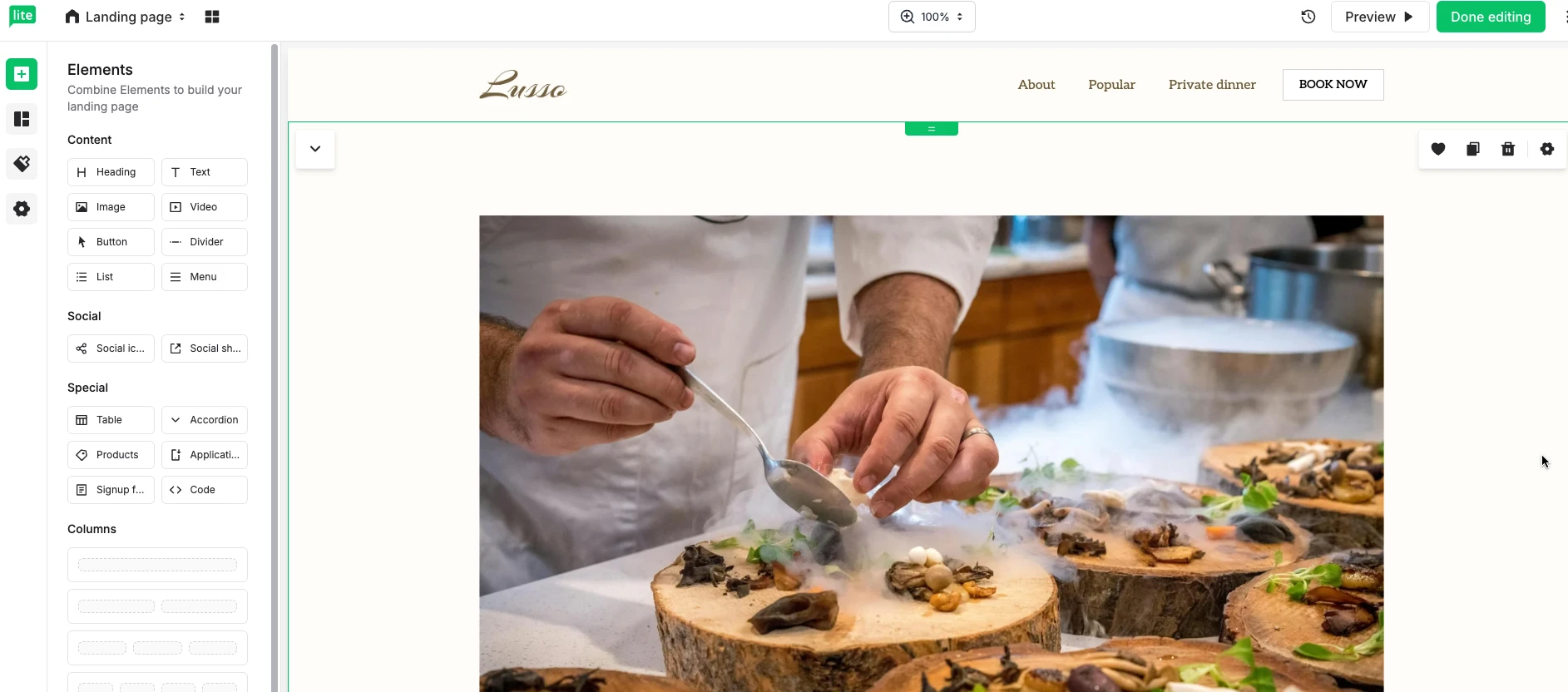 A landing page on MailerLite