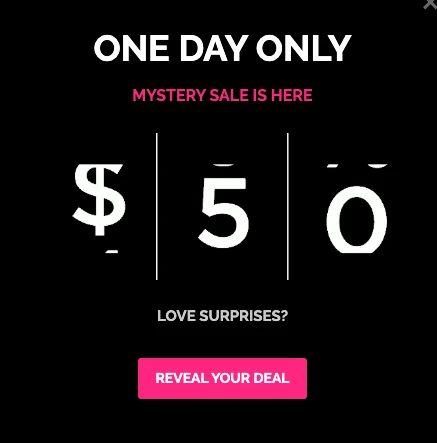 Mystery discount email template on MailerLite