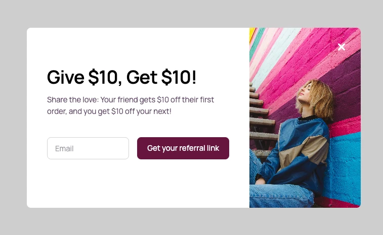 Referral coupon made on MailerLite