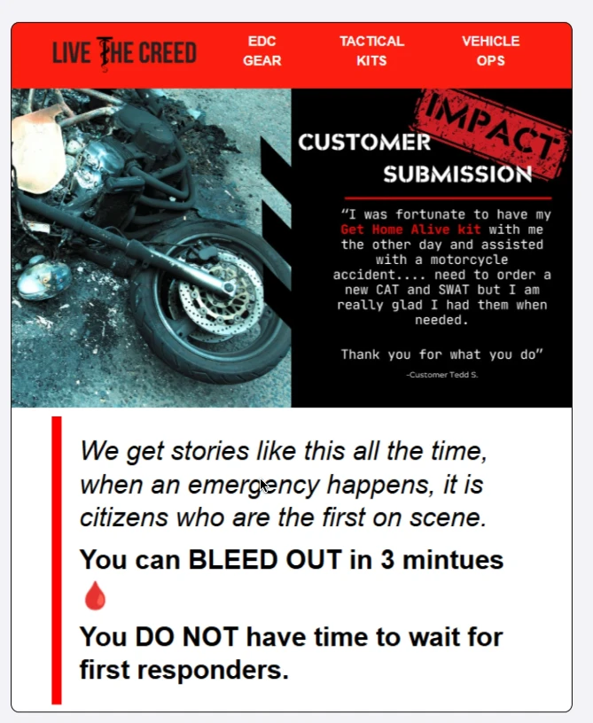 Live The Creed's email campaign