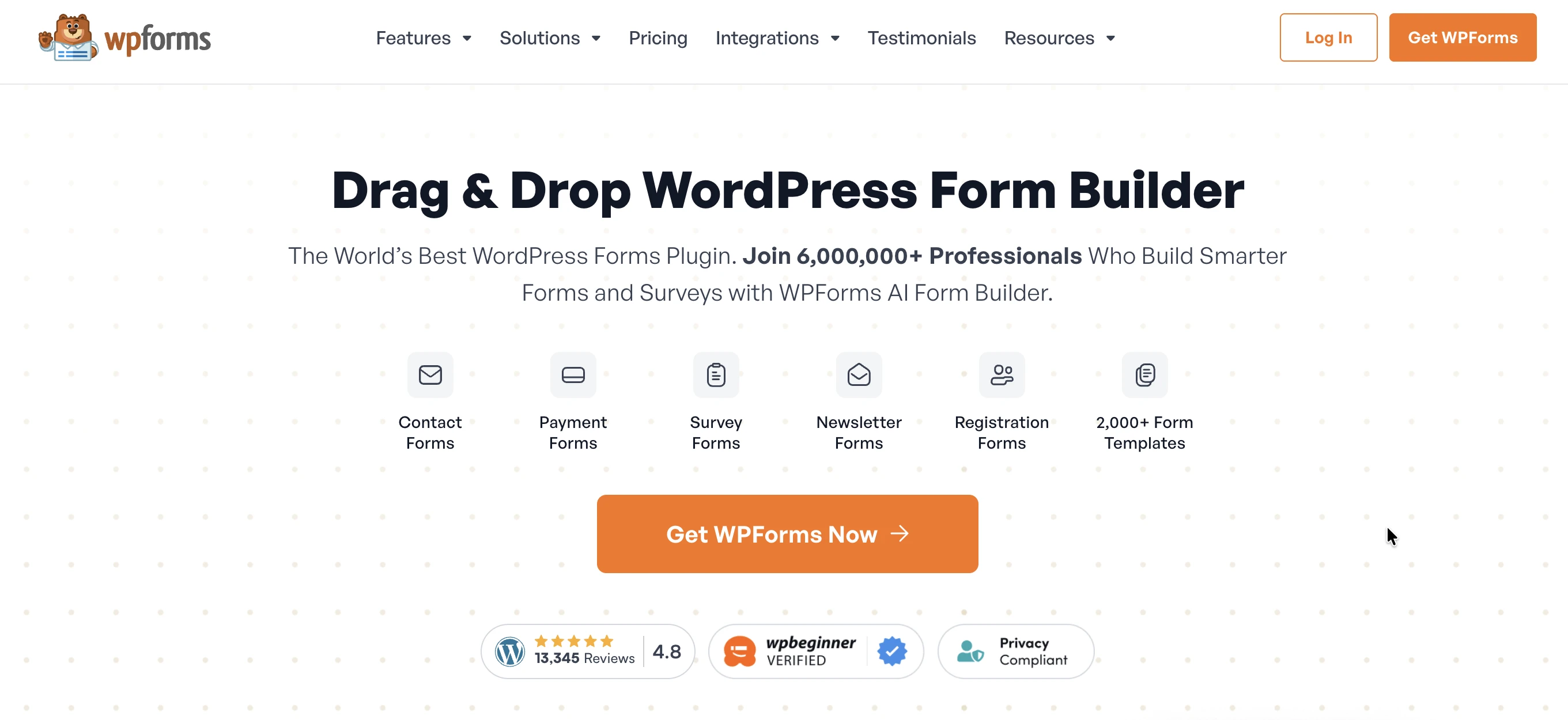 The WPForms homepage