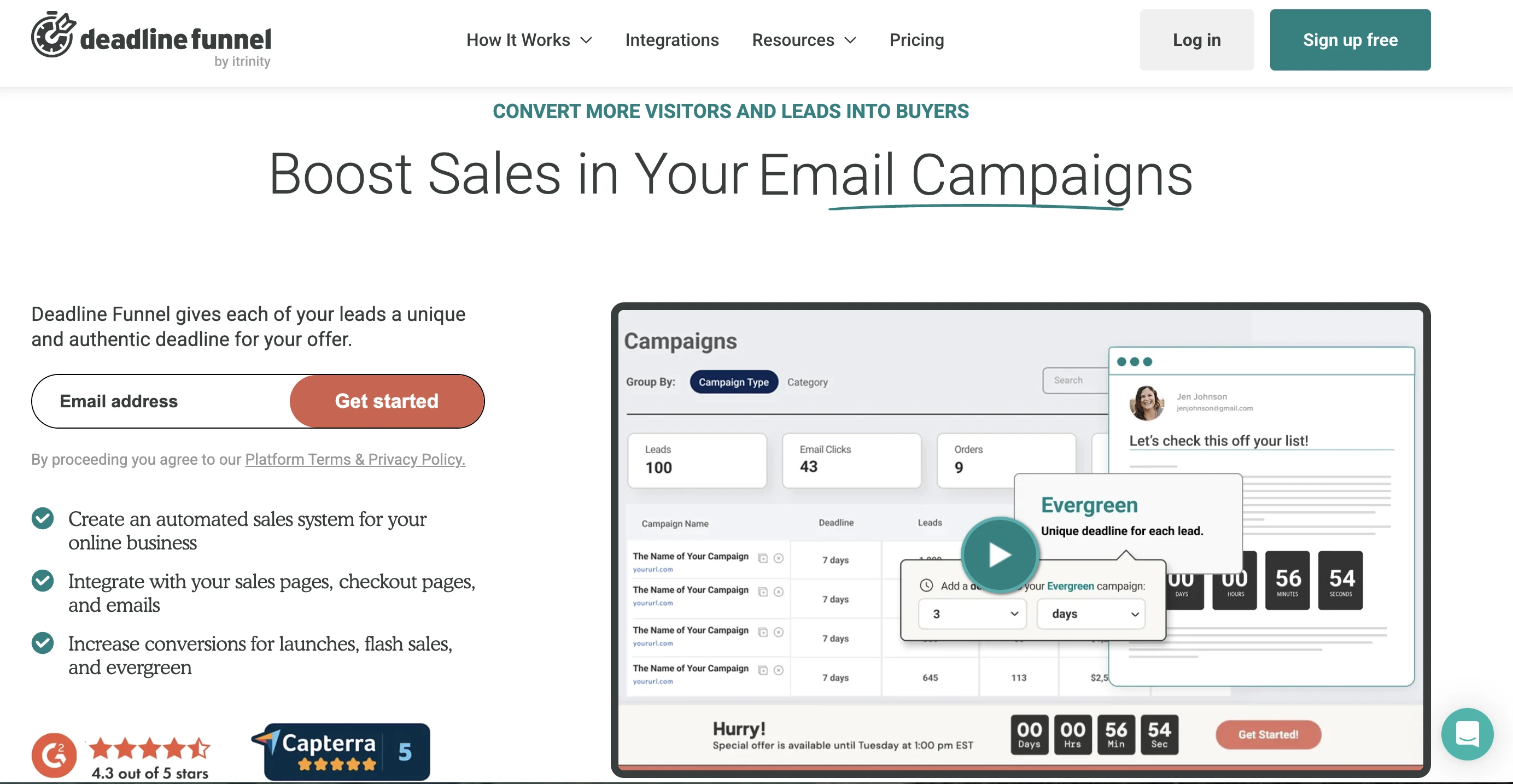 The Deadline Funnel homepage