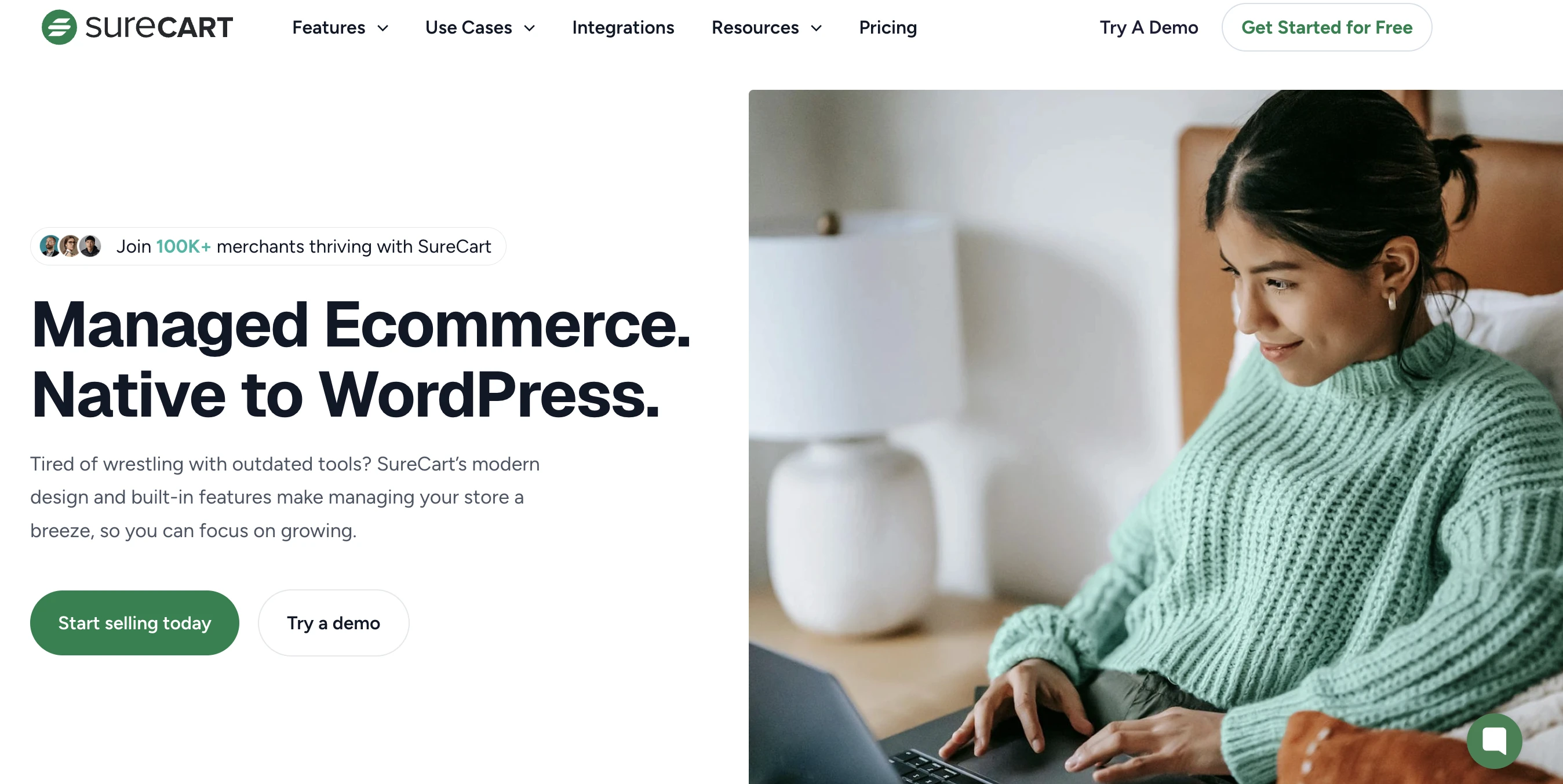 The SureCart homepage