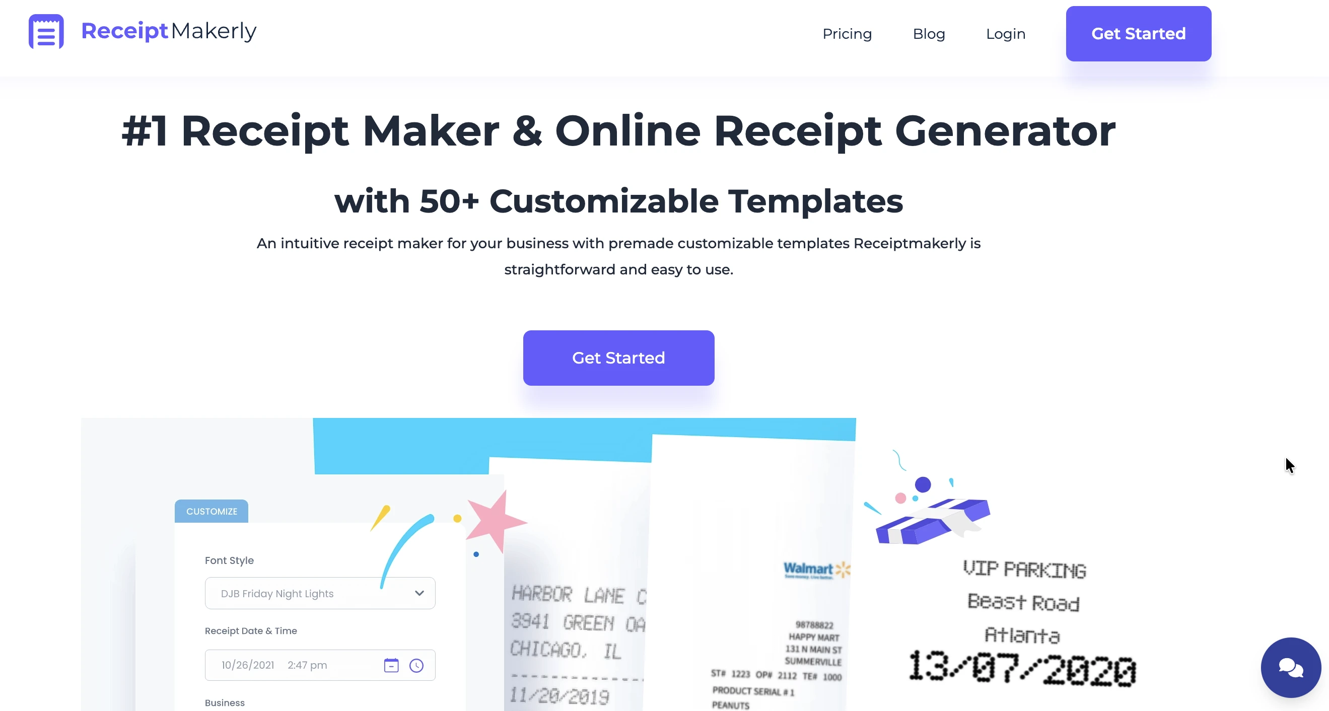ReceiptMakerly website homepage