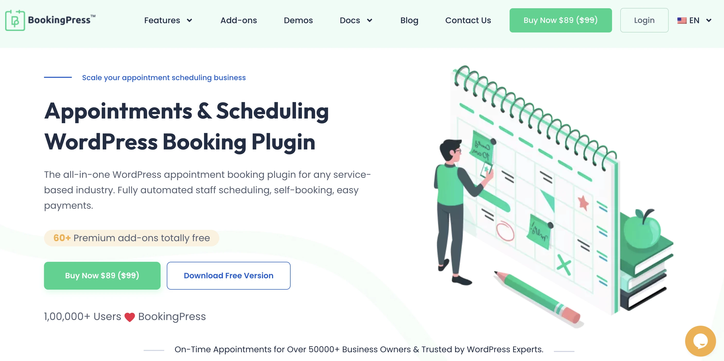 BookingPress homepage screenshot
