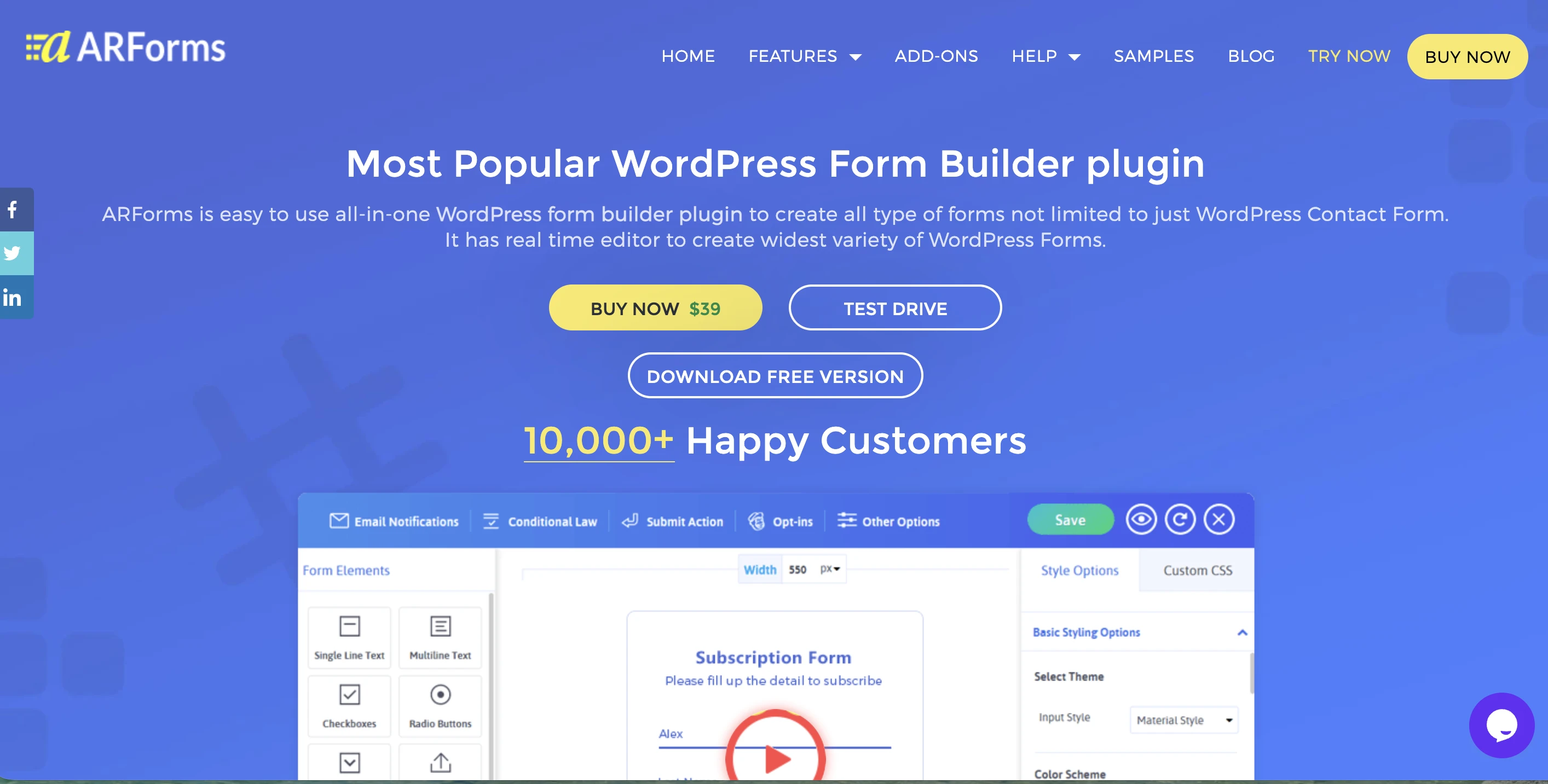ARForms home page screenshot