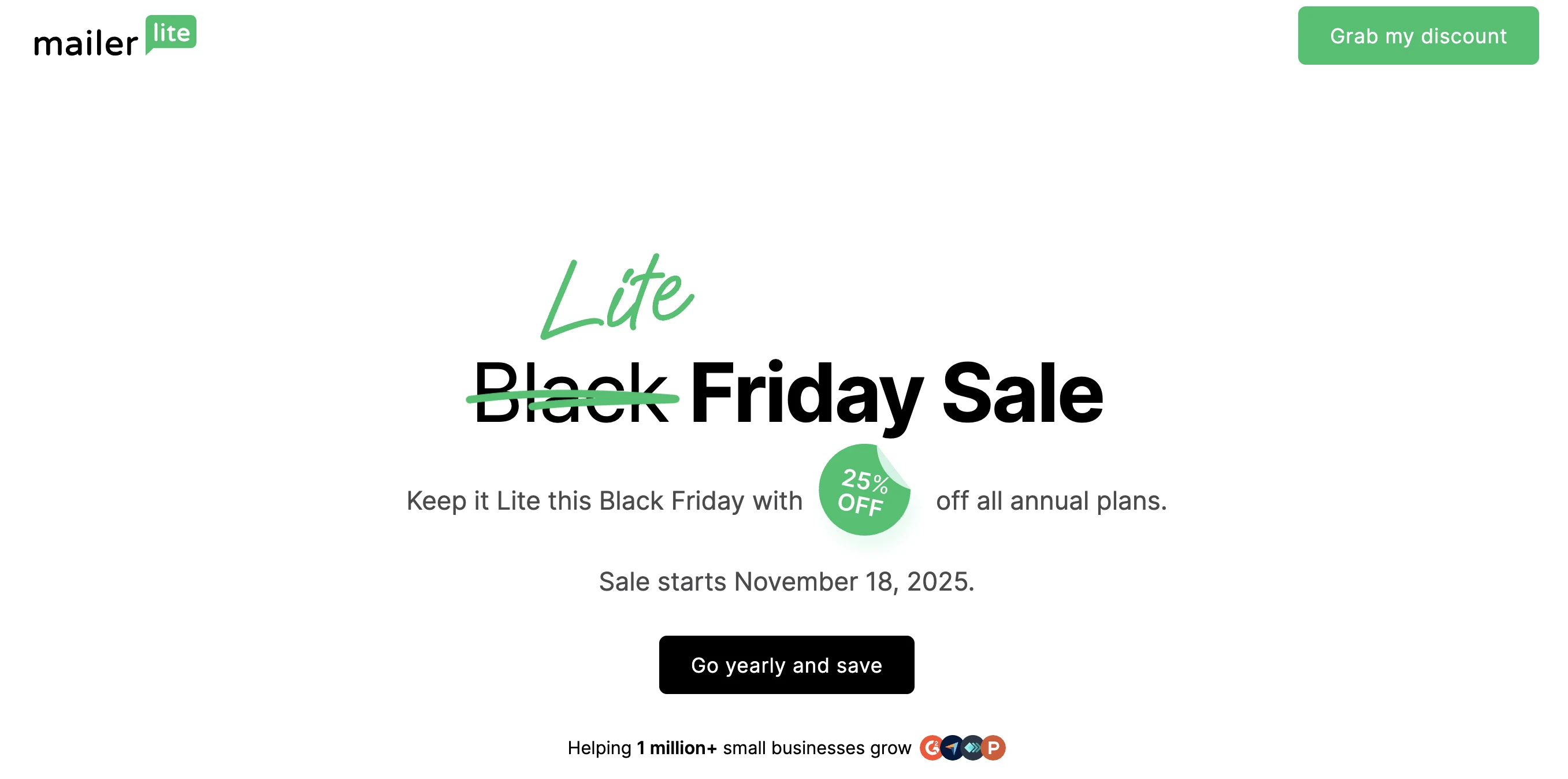 MailerLite Black Friday offer banner