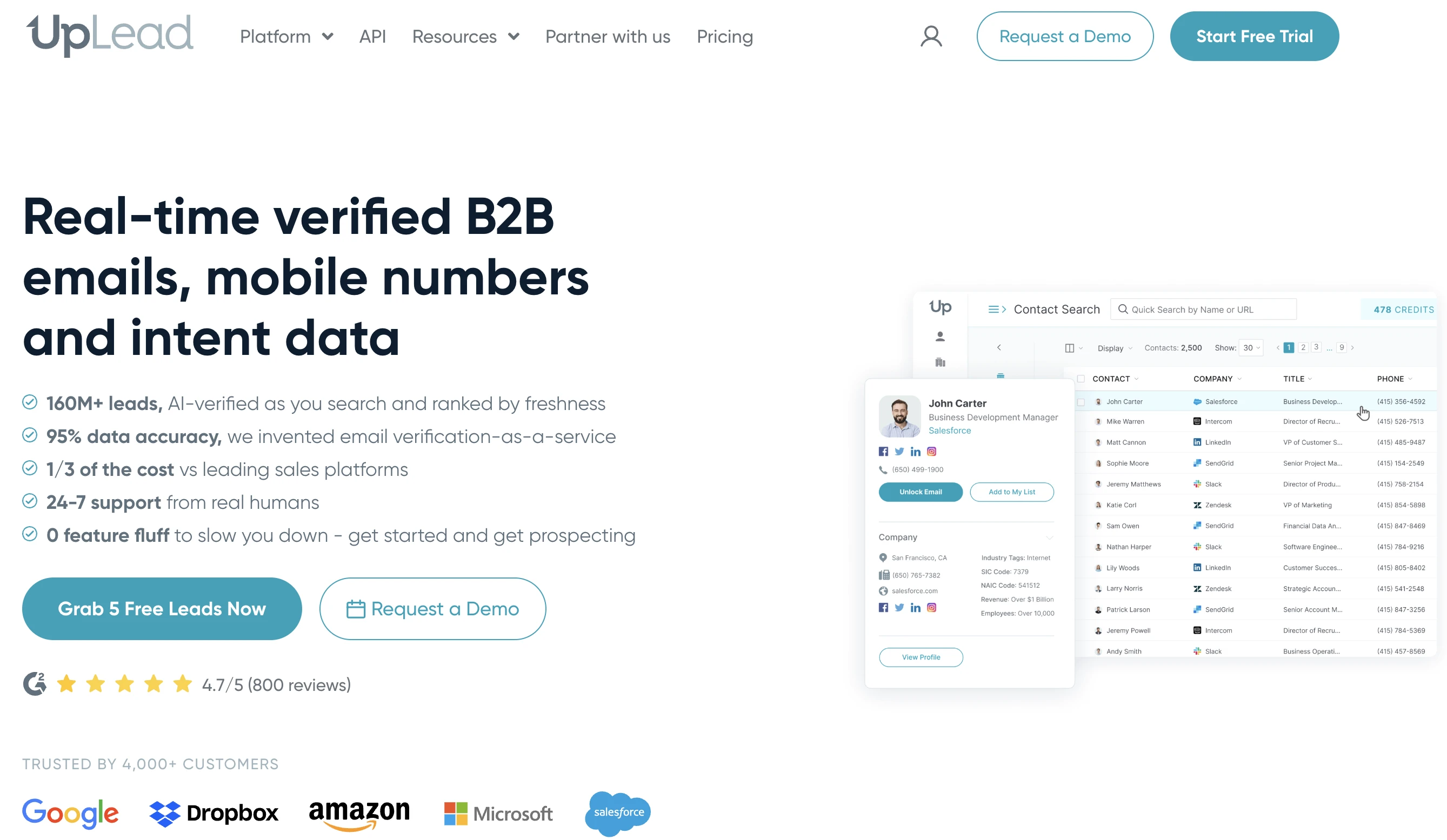 Uplead homepage screenshot