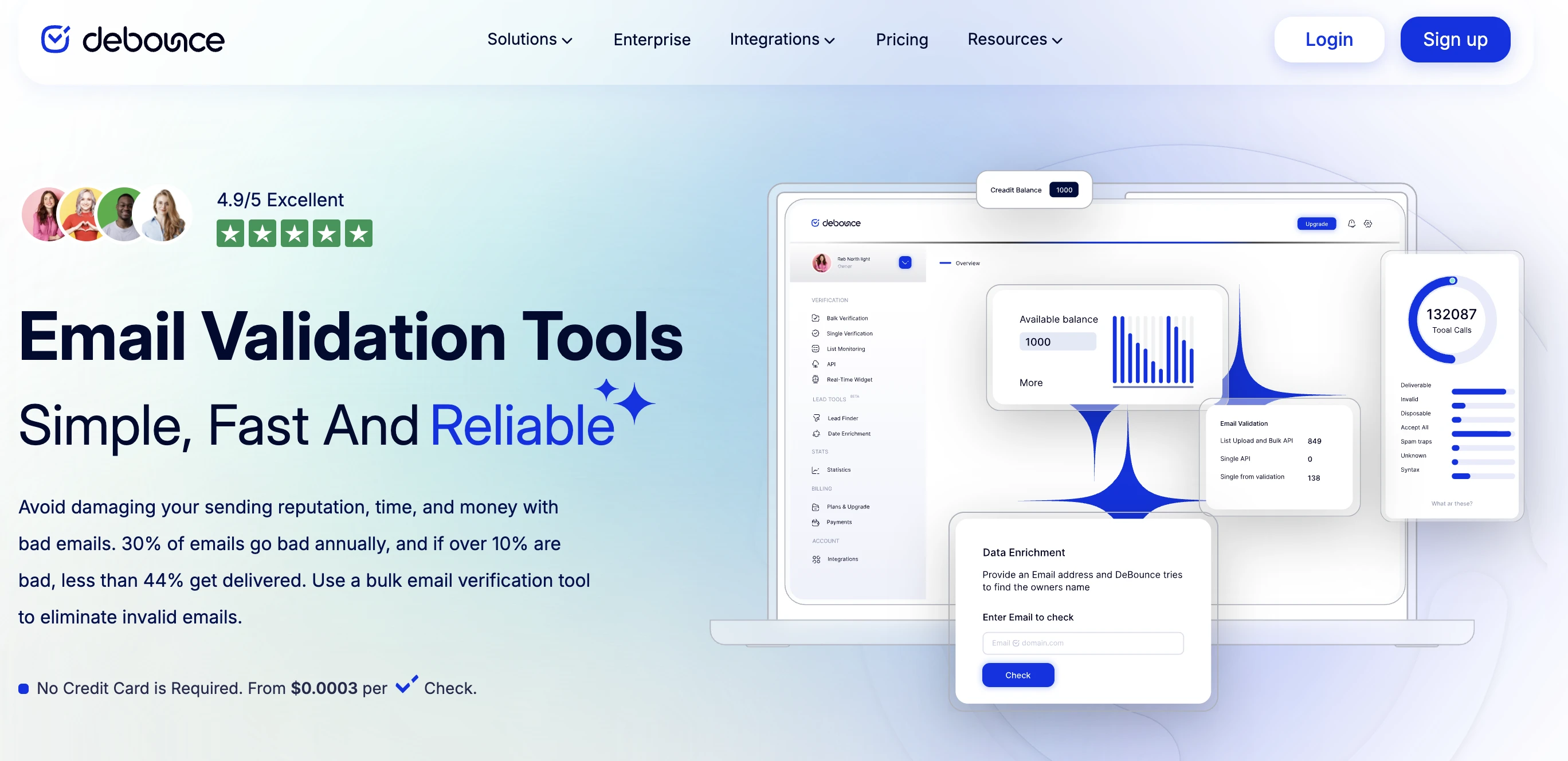 Debounce homepage header screenshot