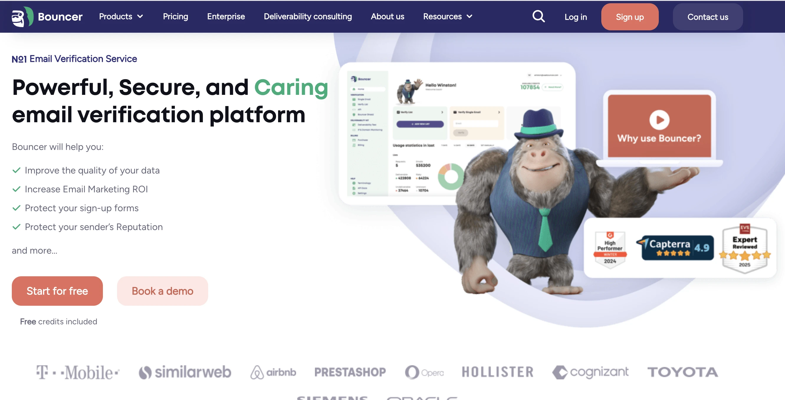 Bouncer homepage header screenshot