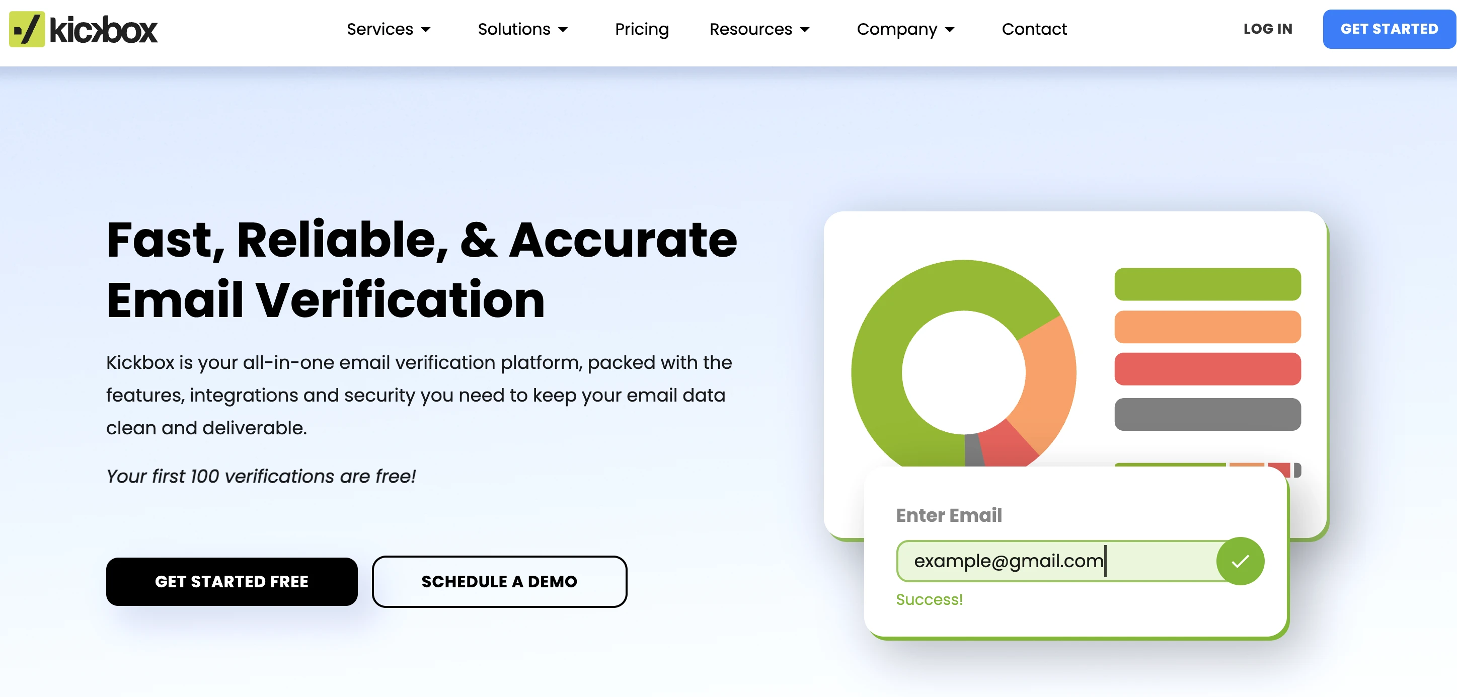 Screenshot of the Kickbox home page
