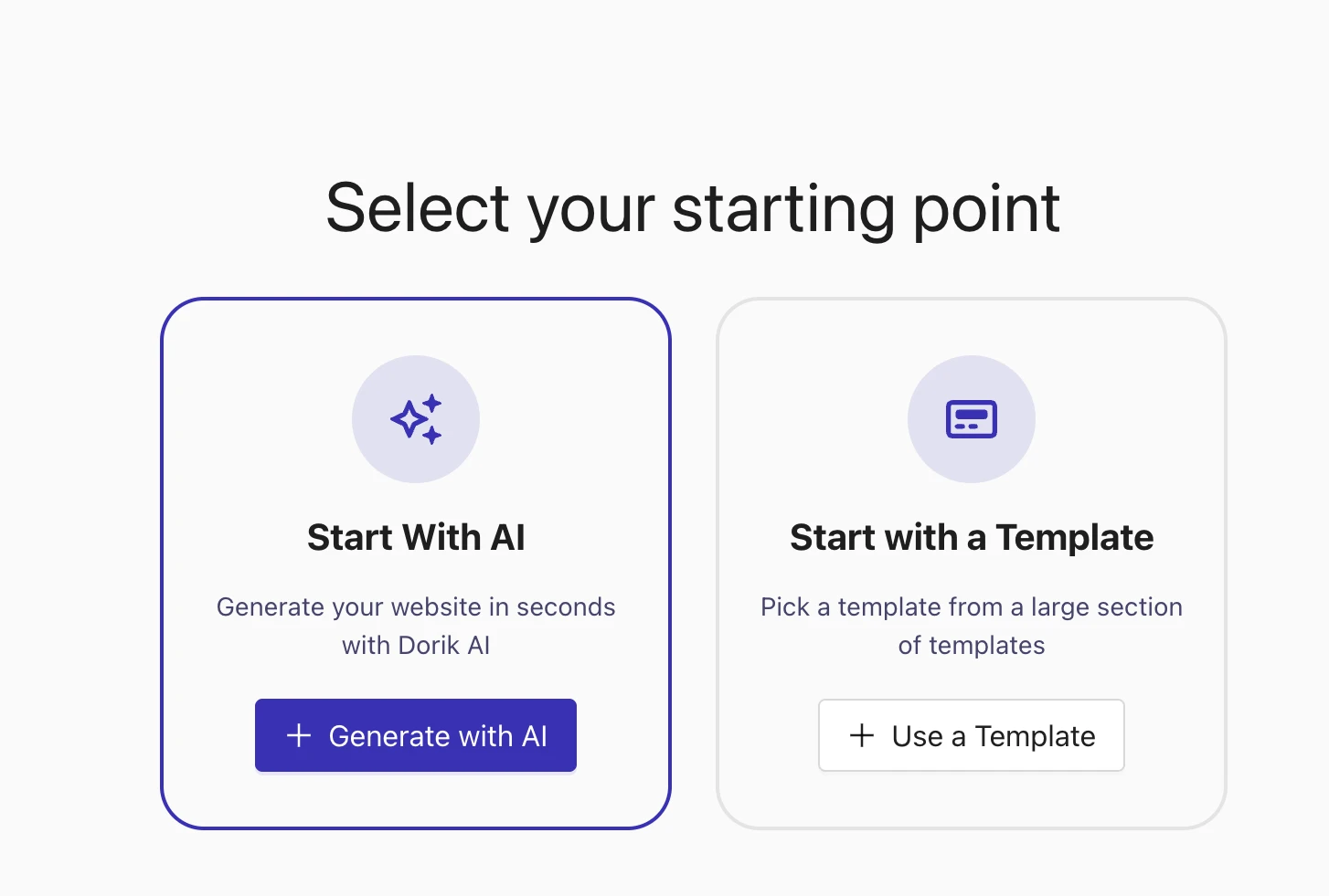 Screenshot of Dorik's getting started page
