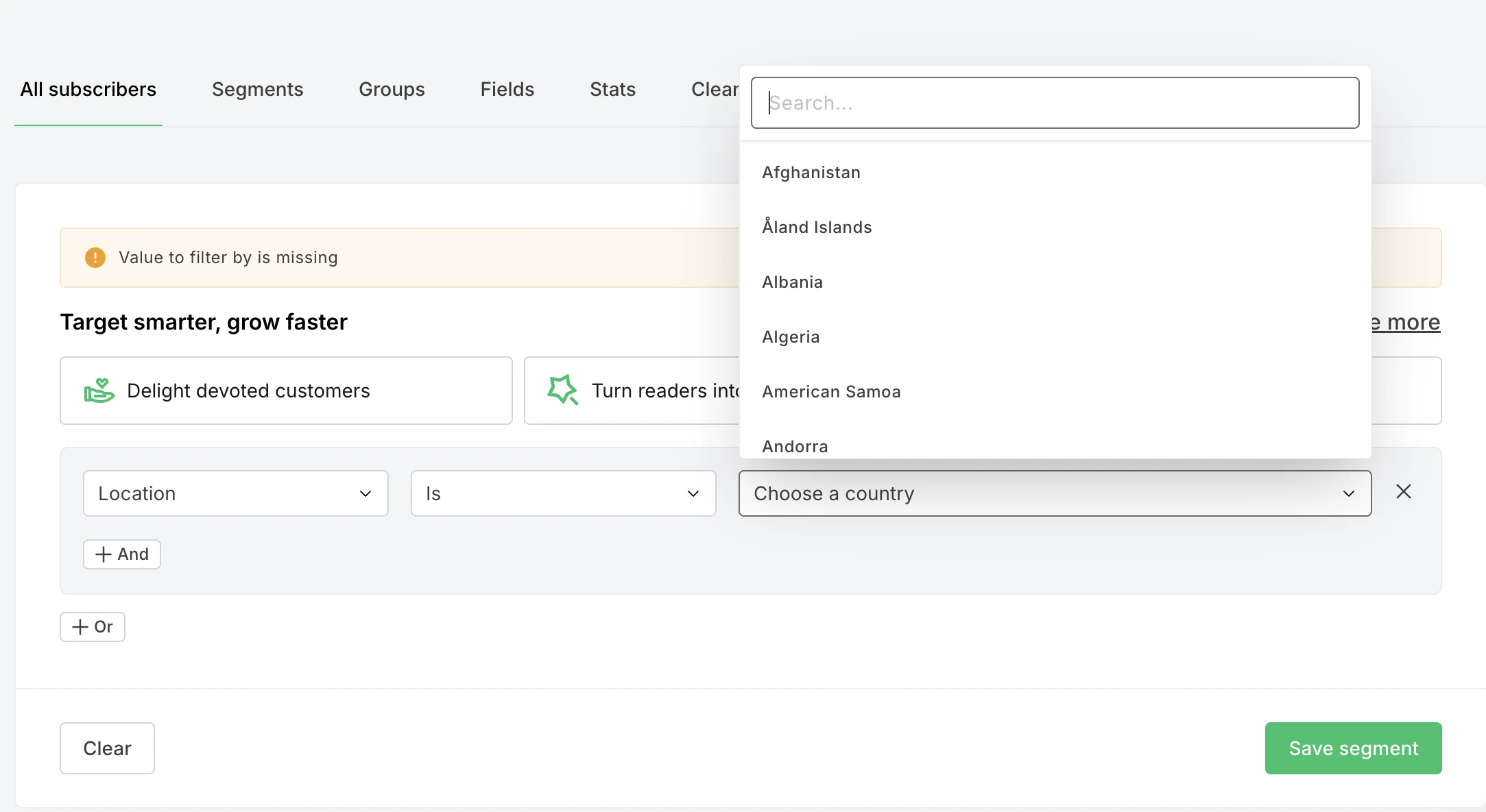 showing inactive subscriber management in dashboard - MailerLite