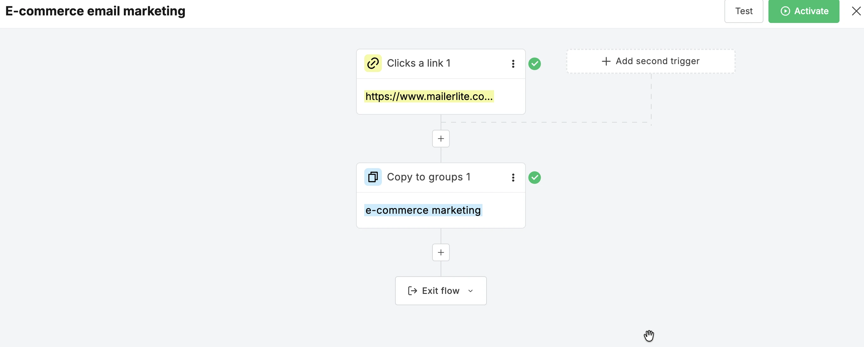 An automation workflow on MailerLite