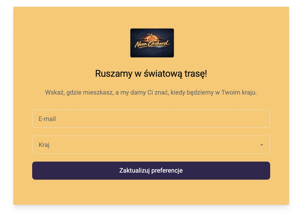Przykład centrum preferencji z pytaniem o lokalizację