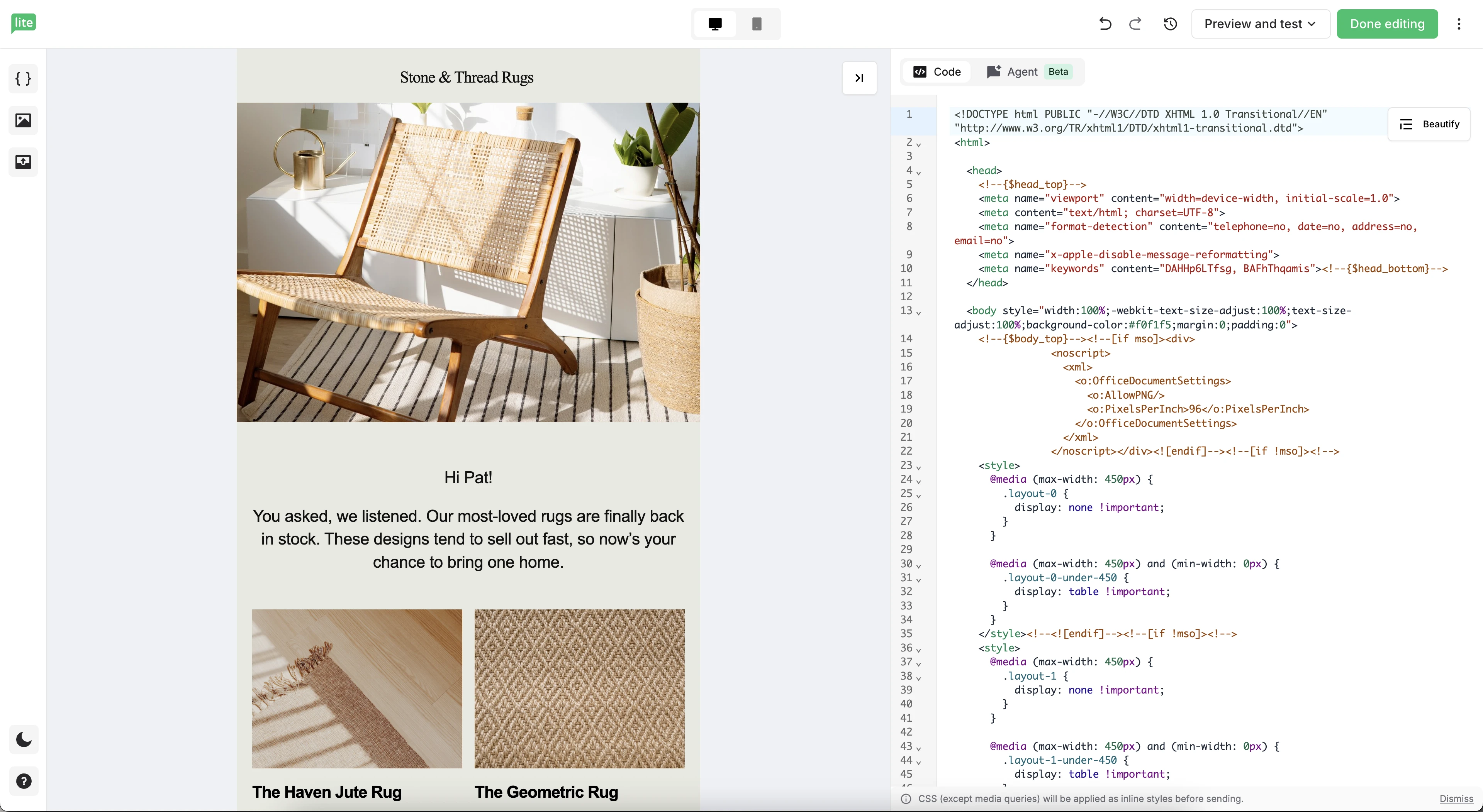 Working with a Canva image on the Custom HTML editor
