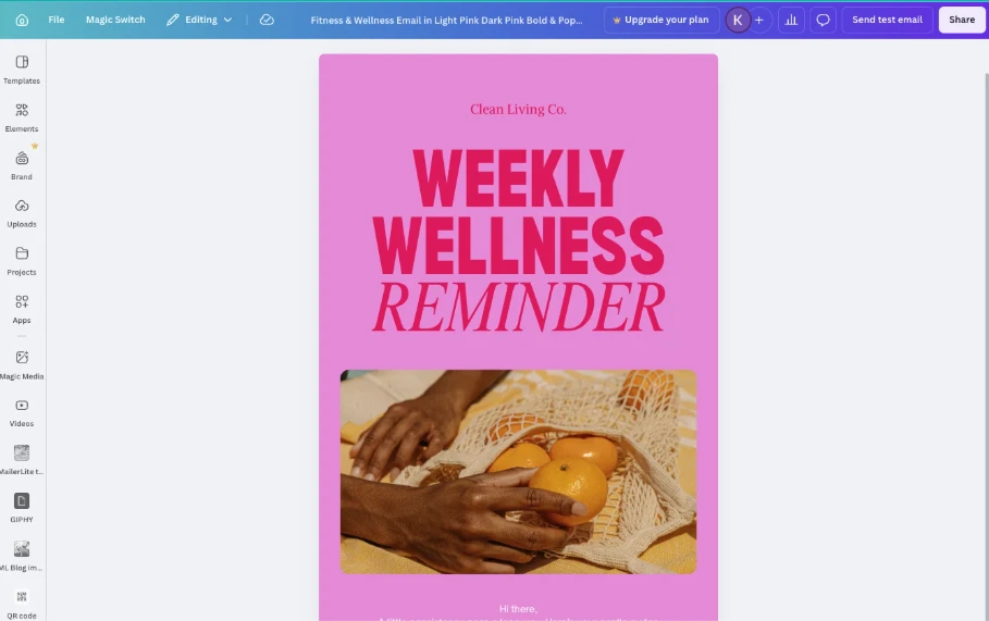 Una newsletter creada en Canva