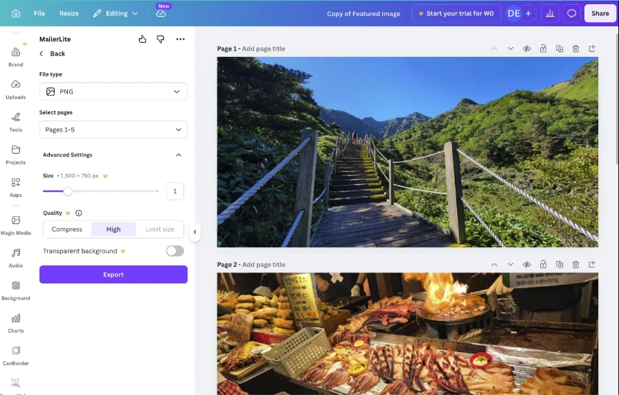 Integración de Canva con MailerLite