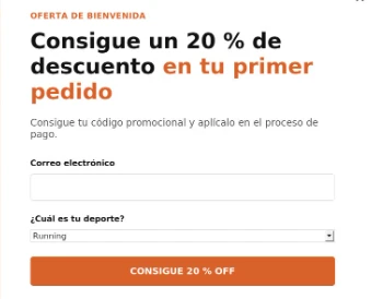 Captura de pantall del formulario de suscripción con menú desplegable