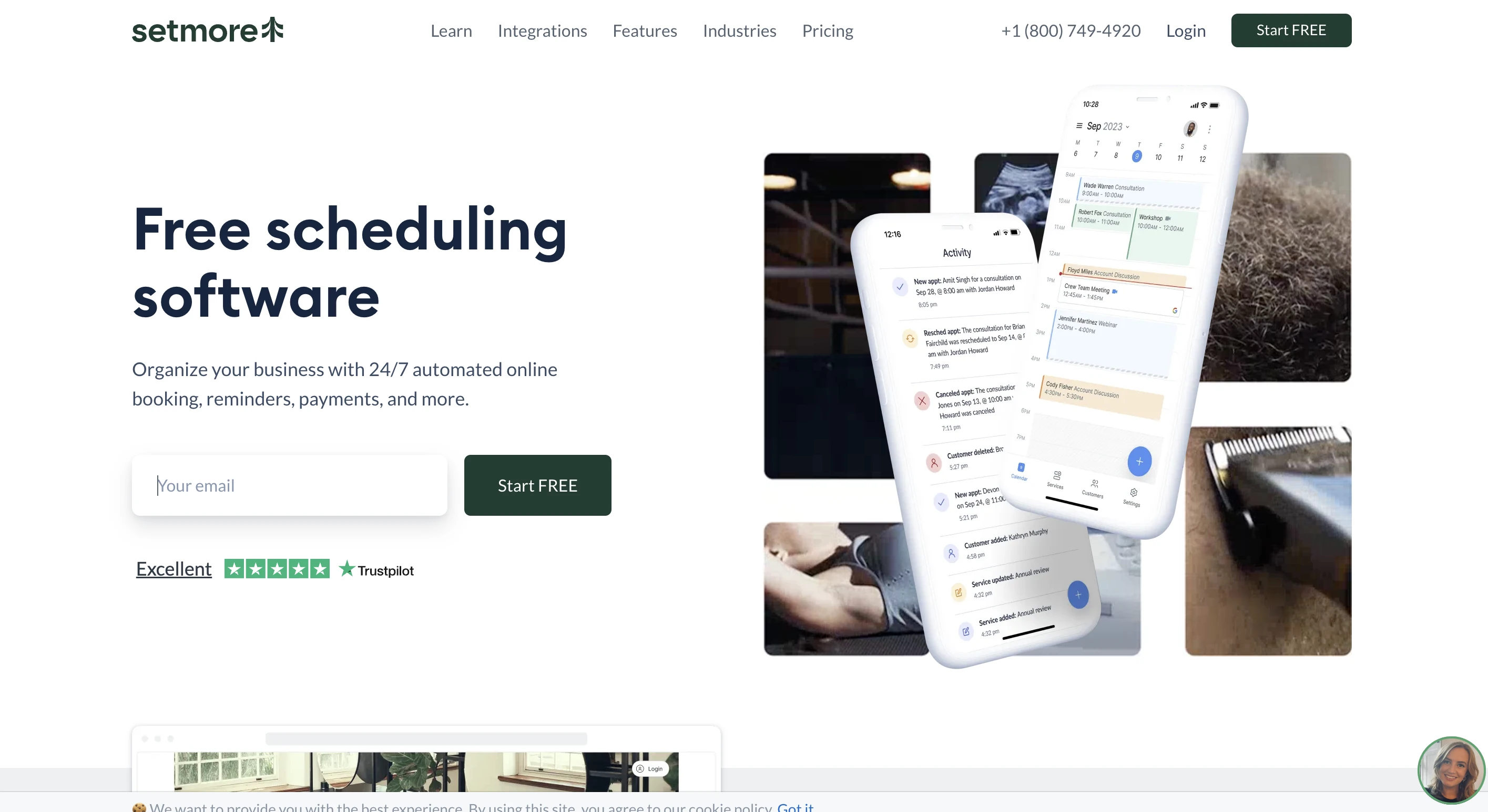 Setmore homepage sreenshot
