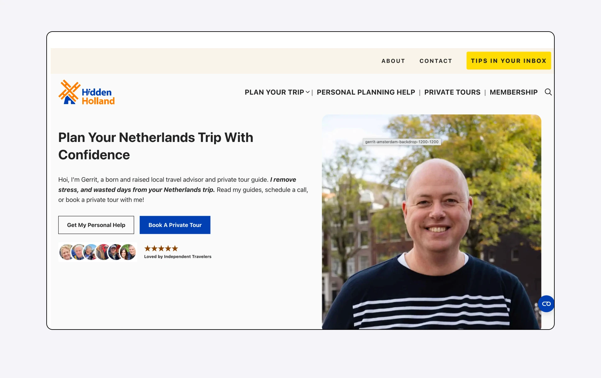 screenshot of the Hidden Holland website homepage