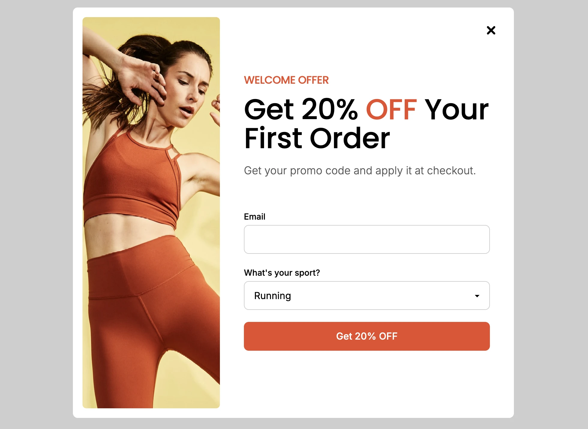 Screenshot of a signup form with interest dropdown.