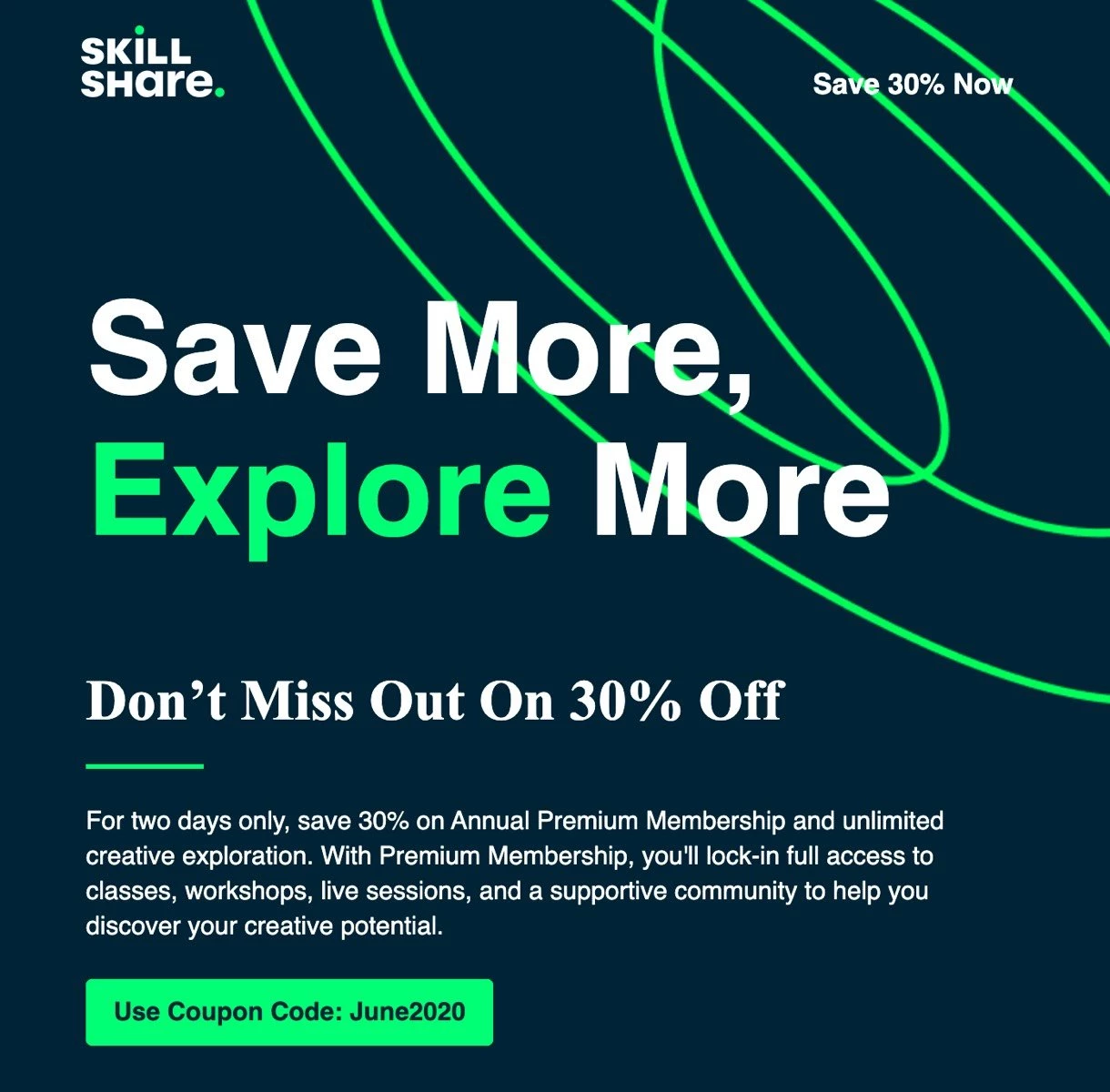 Email coupon from Skillshare
