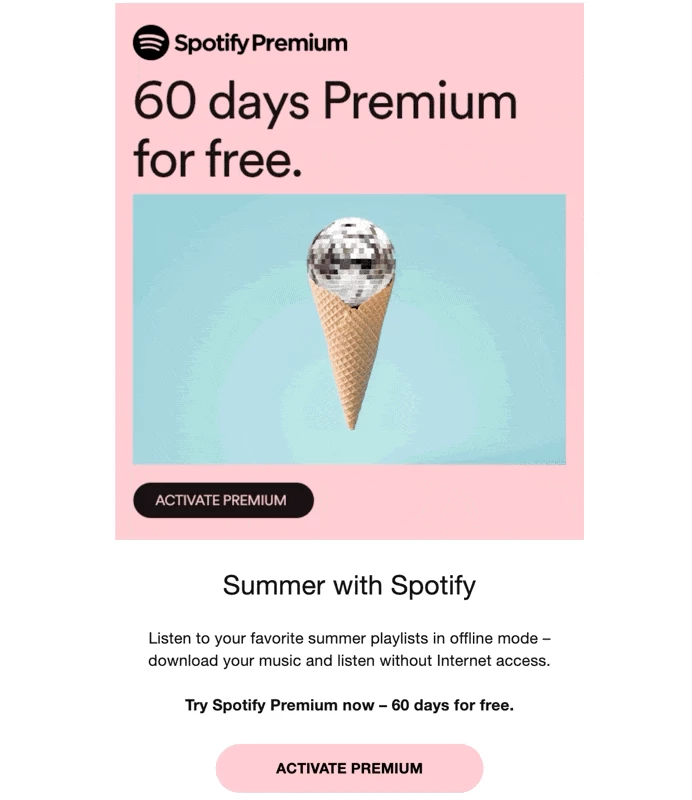 Spotify summer newsletter example