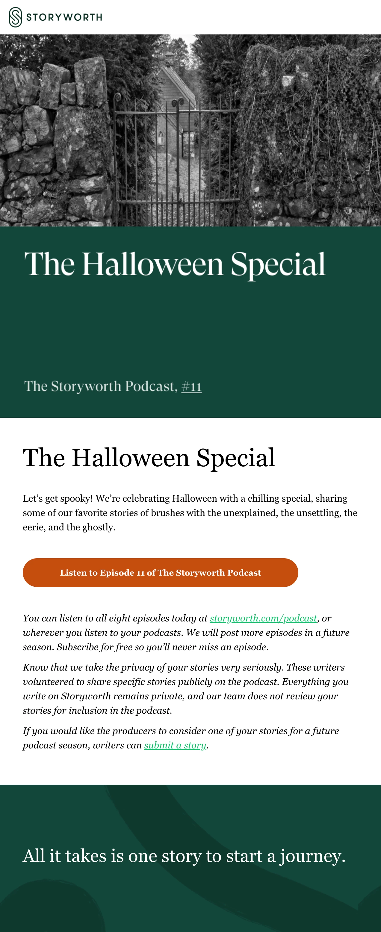 Storyworth spooky halloween email campaign