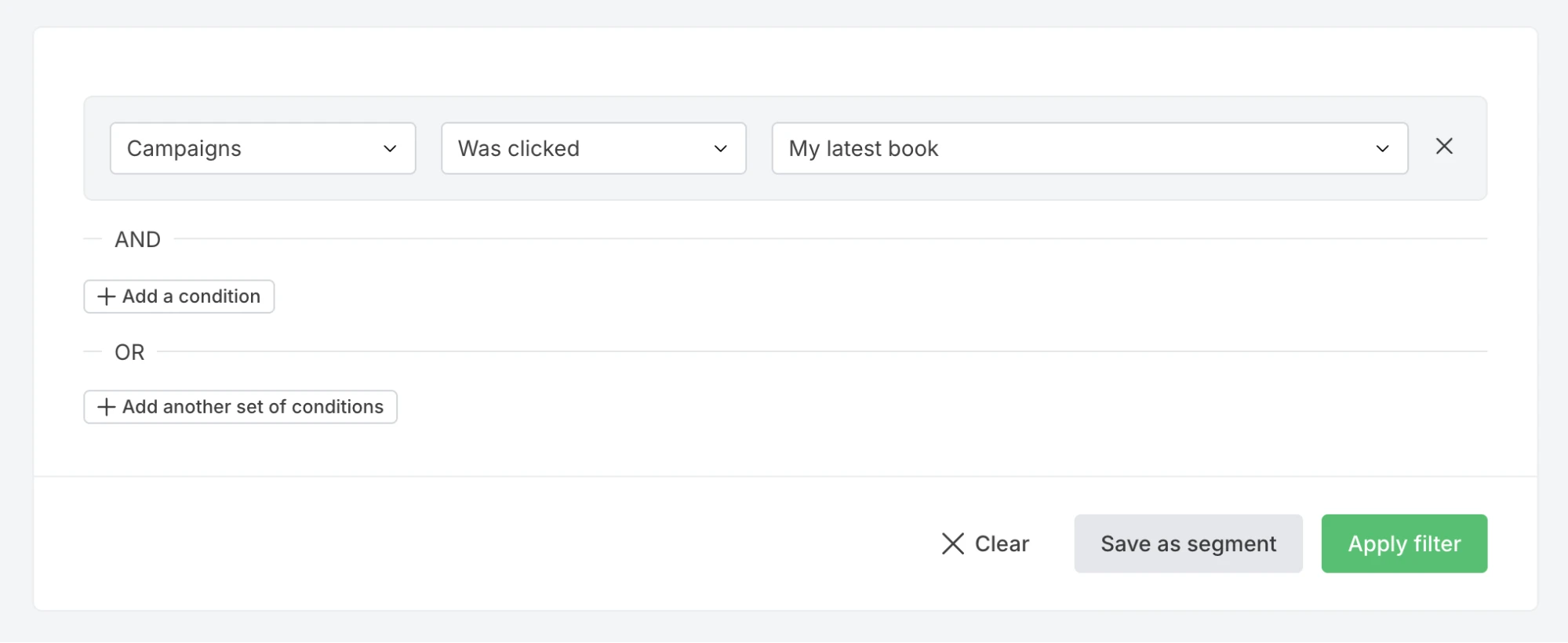 Screenshot showing MailerLite subscriber filter options