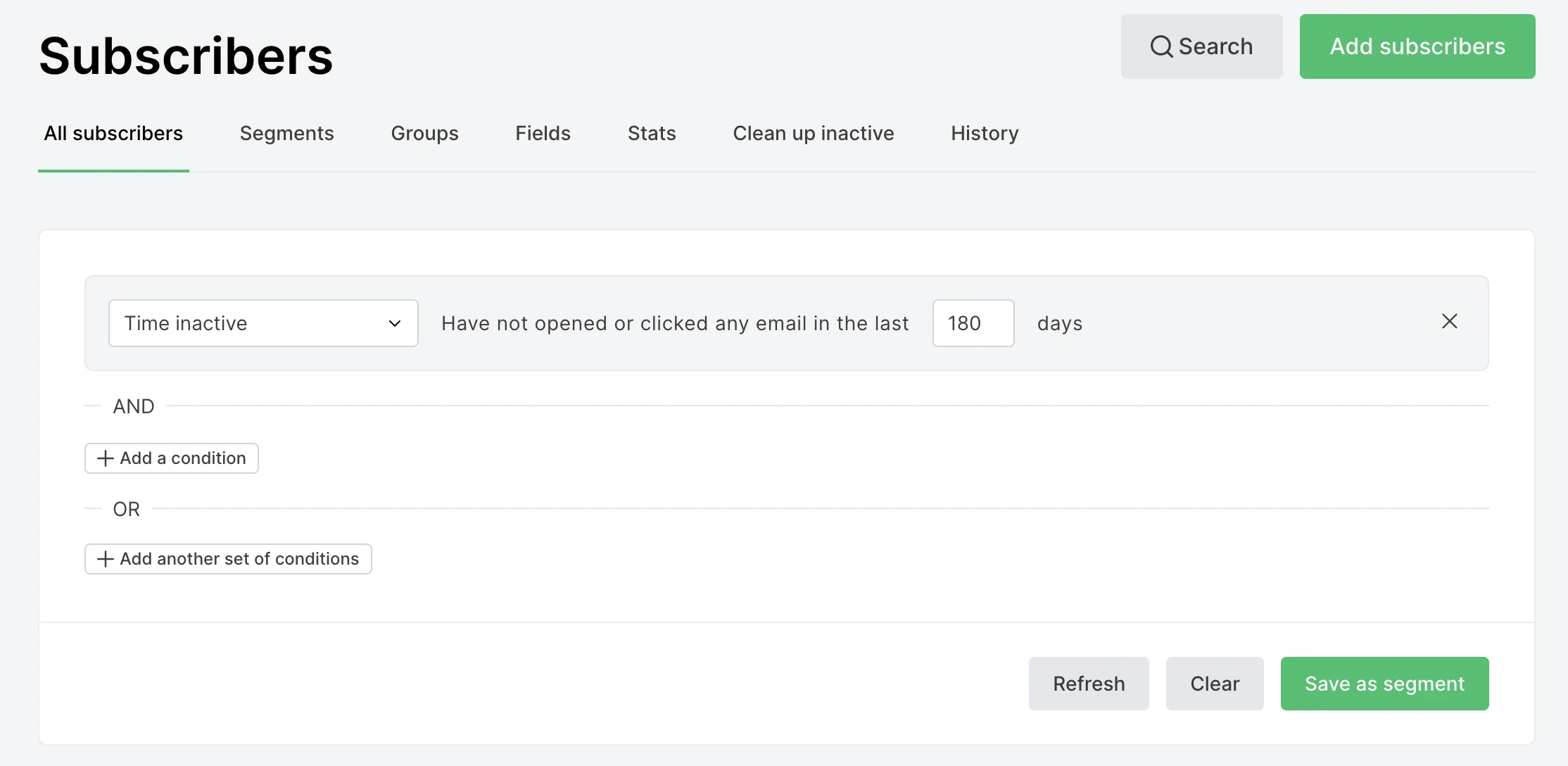 Subscriber page on MailerLite dashboard
