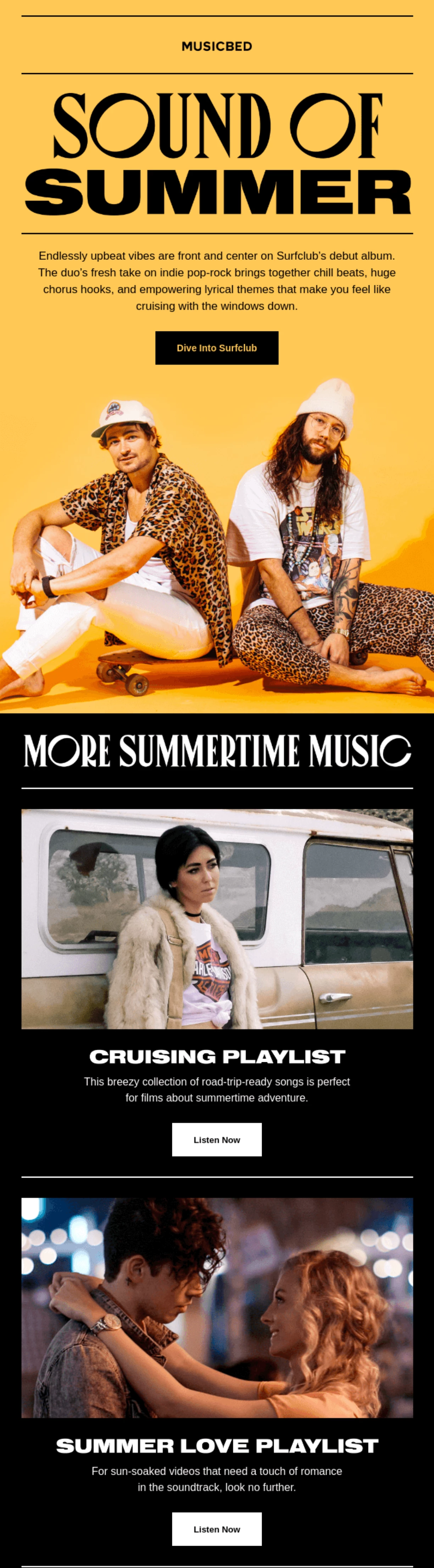 Musicbed summer newsletter example