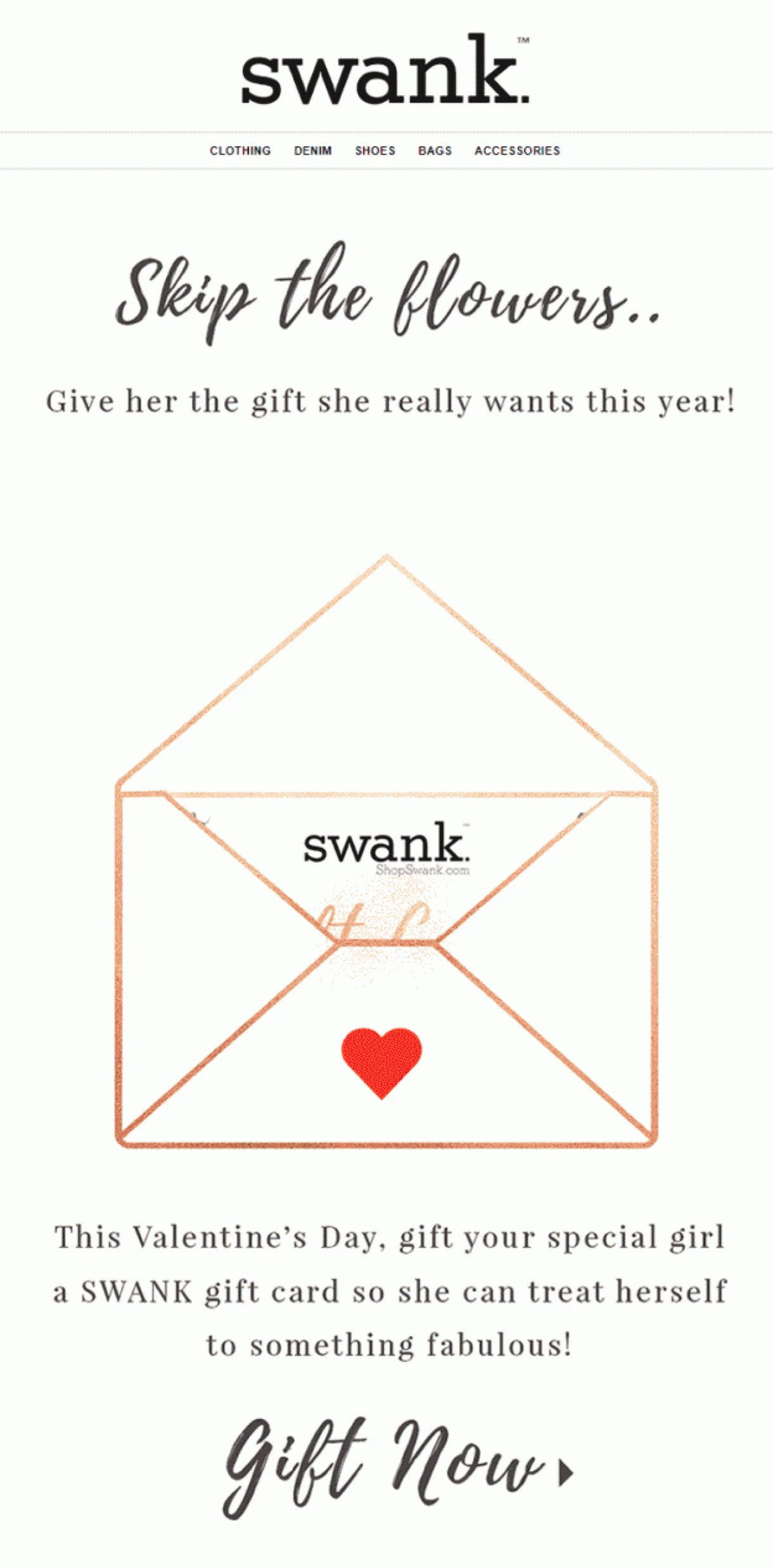swank valentines day email newsletter envelope