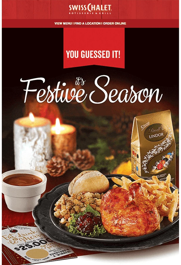 restaurant newsletters - Swiss Chalet email example