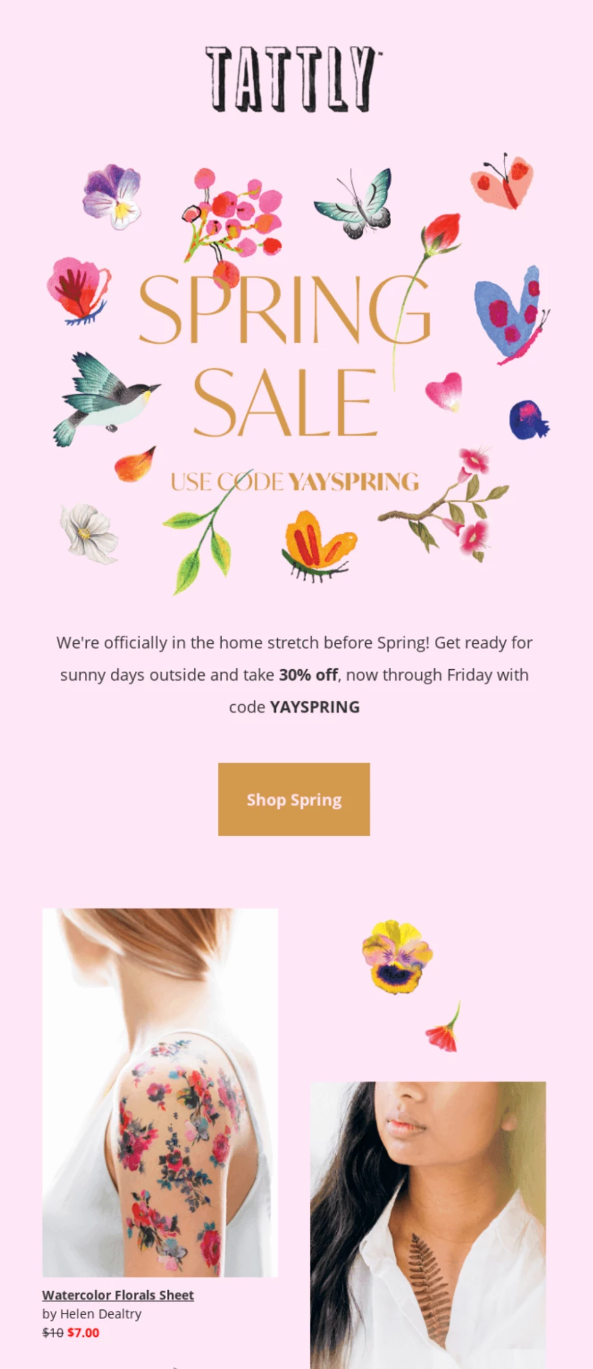 Spring sale newsletter from Tattly